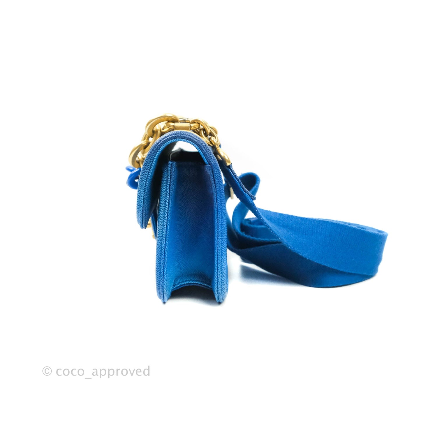 Chanel Quilted Sunset On The Sea Blue Flap Bag Caviar Aged Gold Hardware