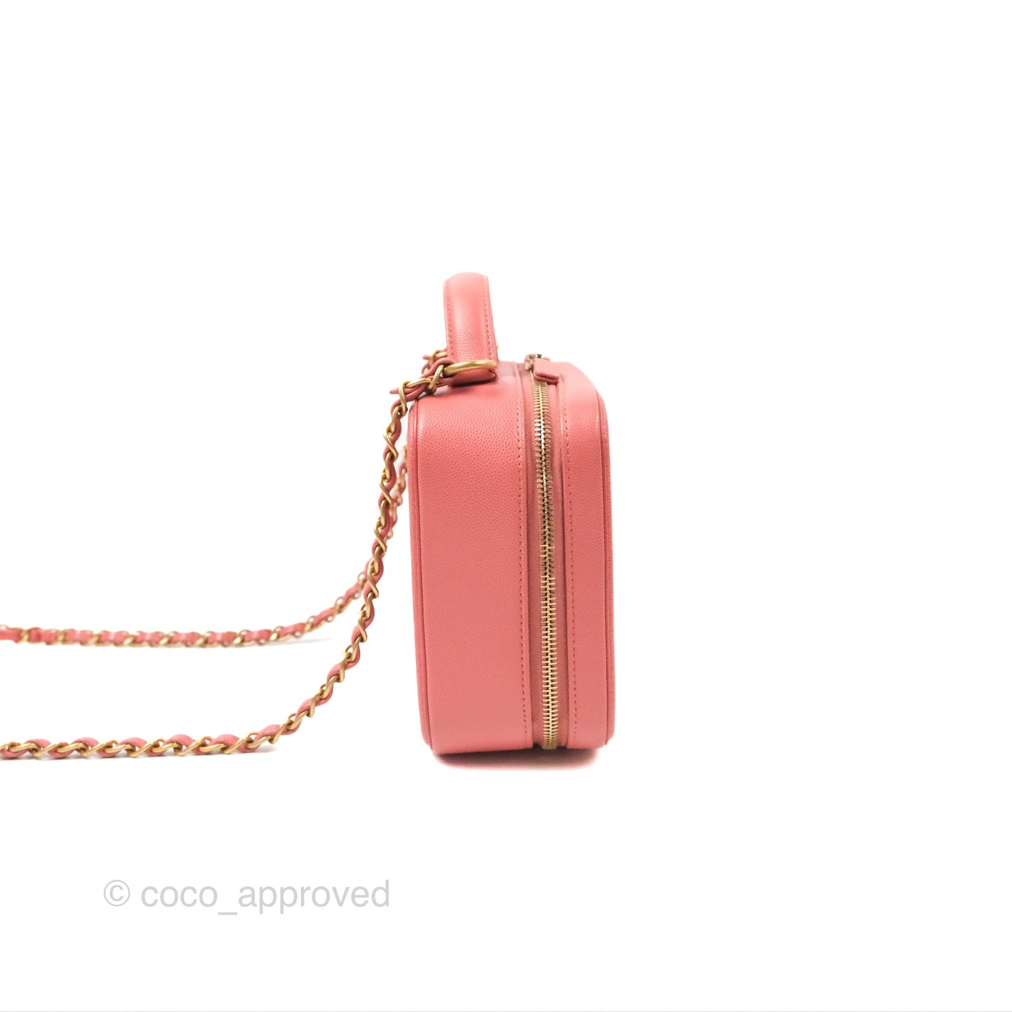 Chanel Quilted Medium CC Filigree Vanity Case Pink Caviar Gold Hardware