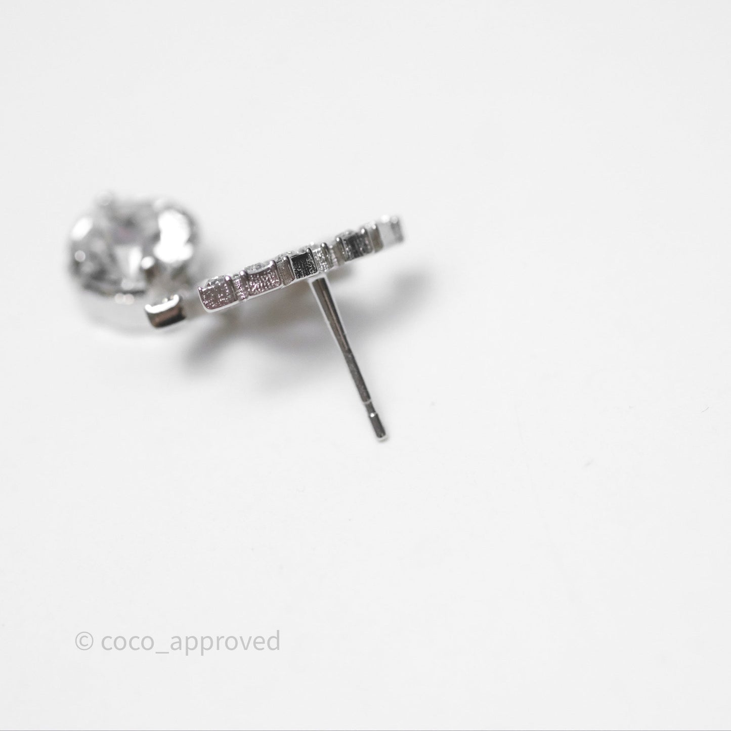 Chanel Crystal CC Drop Earrings Silver Tone 22V
