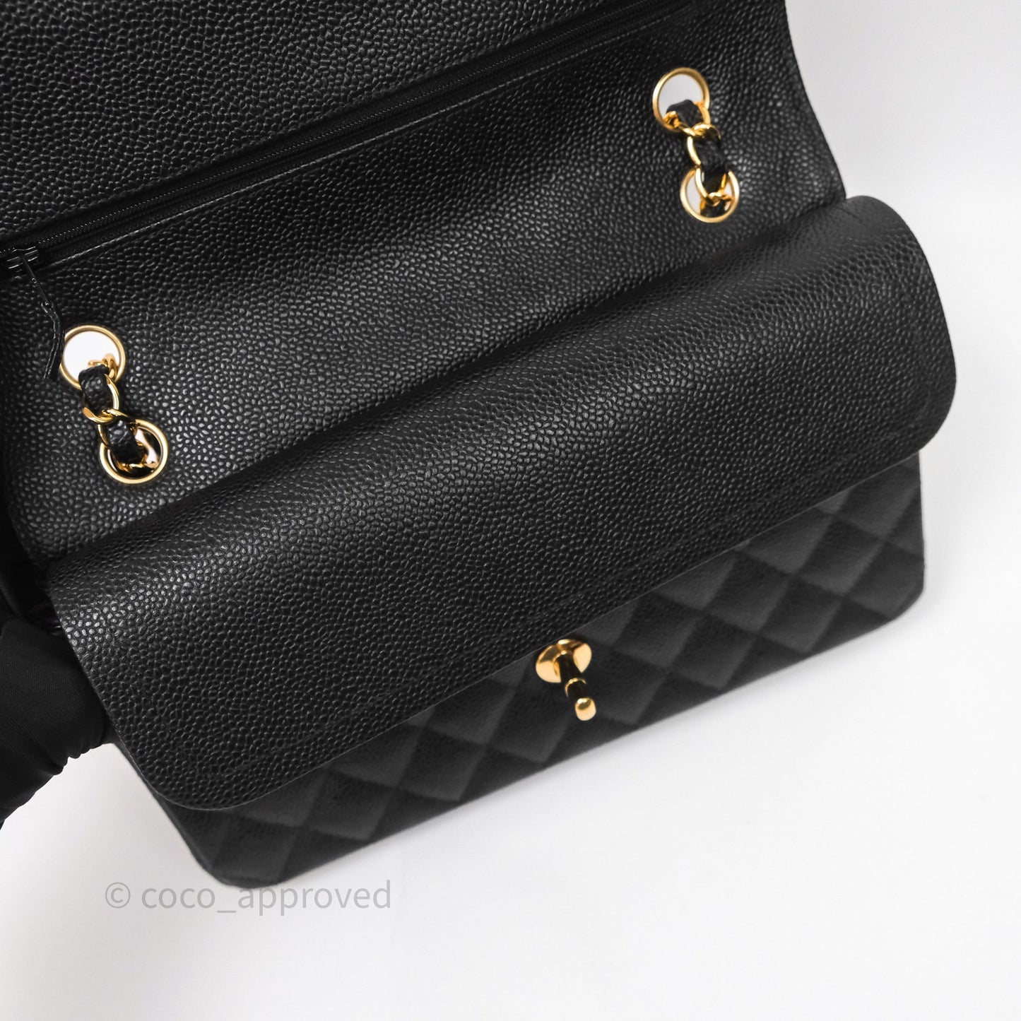 Chanel Classic M/L Medium Flap Quilted Black Caviar Gold Hardware