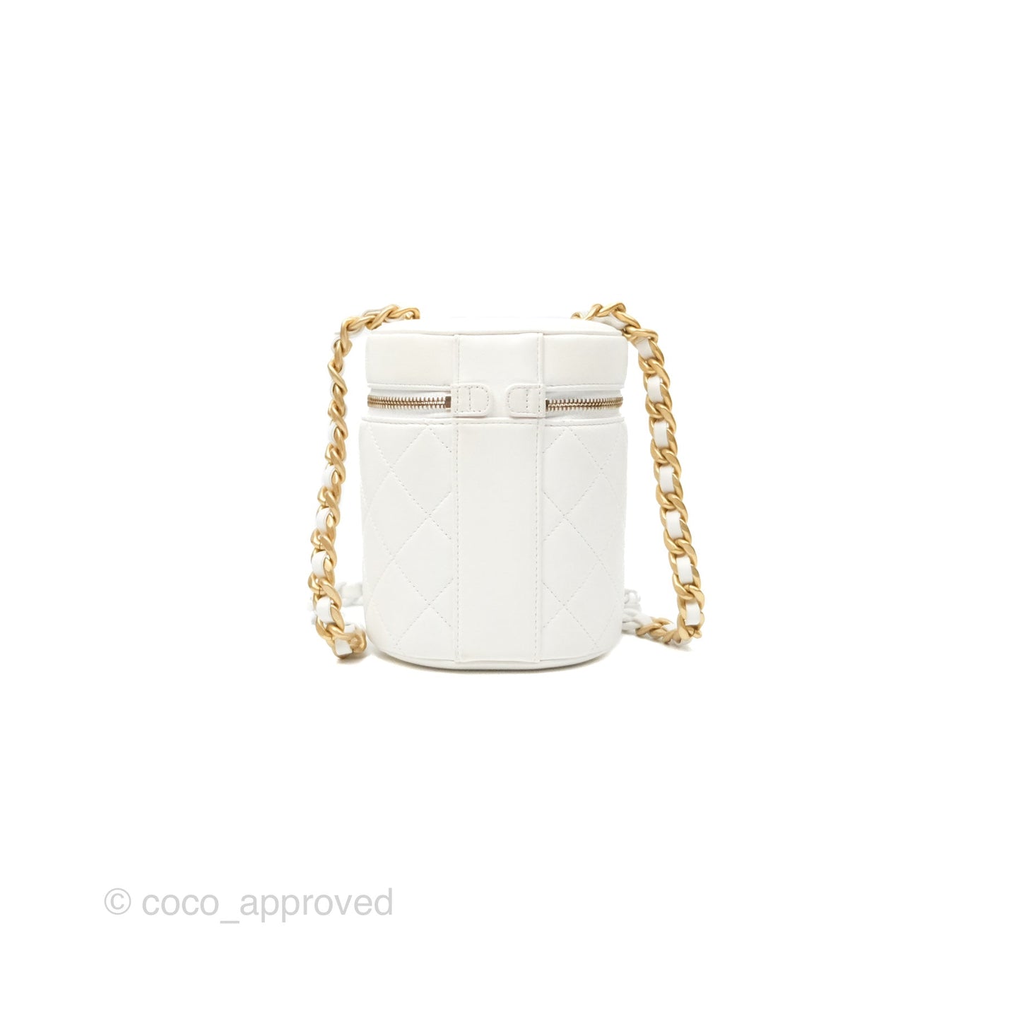Chanel Vanity Case With Chain Shoulder Bag Quilted Calfskin Leather White