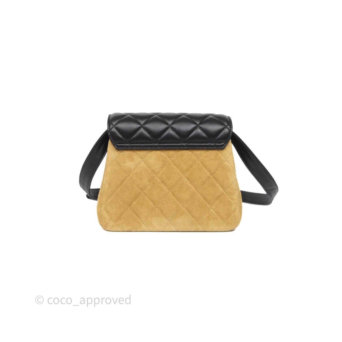 Chanel Mini Flap Bag Camel Suede/ Black Lambskin Gold Hardware