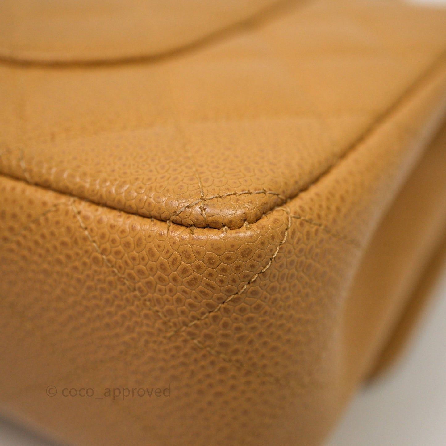 Chanel Vintage Medium Classic Flap Beige Caviar 24K Gold Hardware
