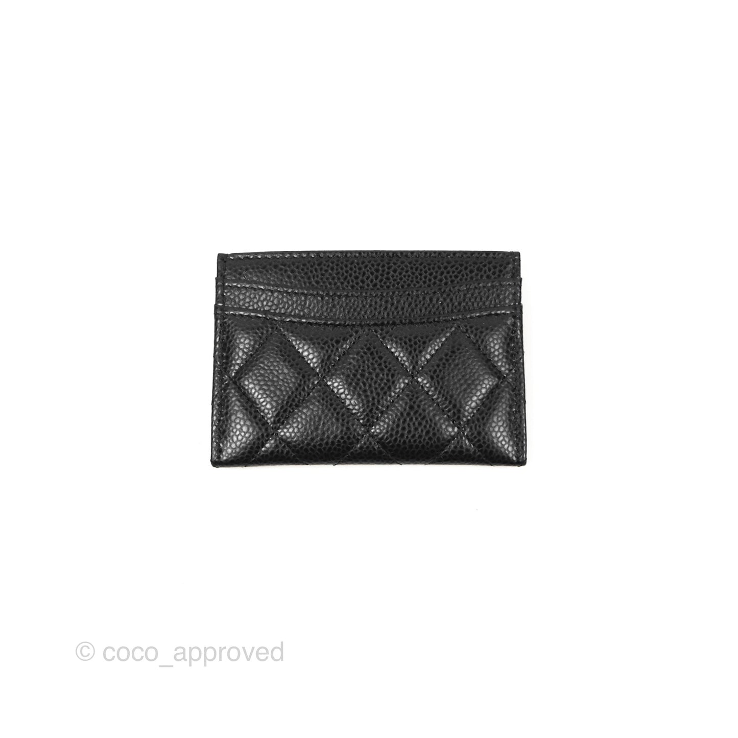 Chanel Classic Flat Card Holder Black Caviar Gold Hardware