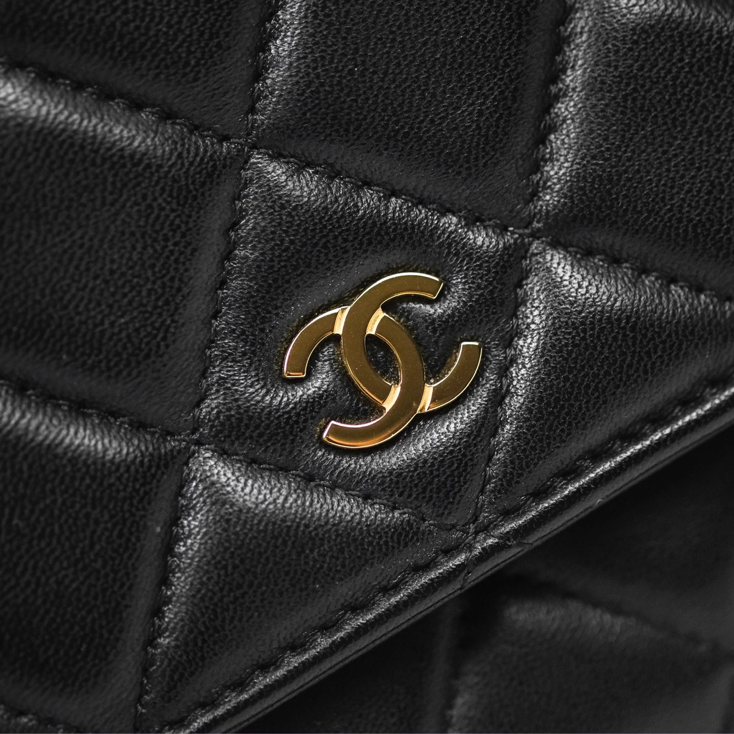 Chanel Quilted Classic Wallet on Chain WOC Black Lambskin Gold Hardware