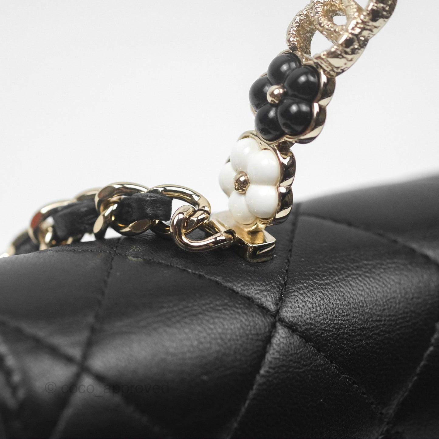 Chanel Camellia Handle WOC with Chain Black Lambskin 23K