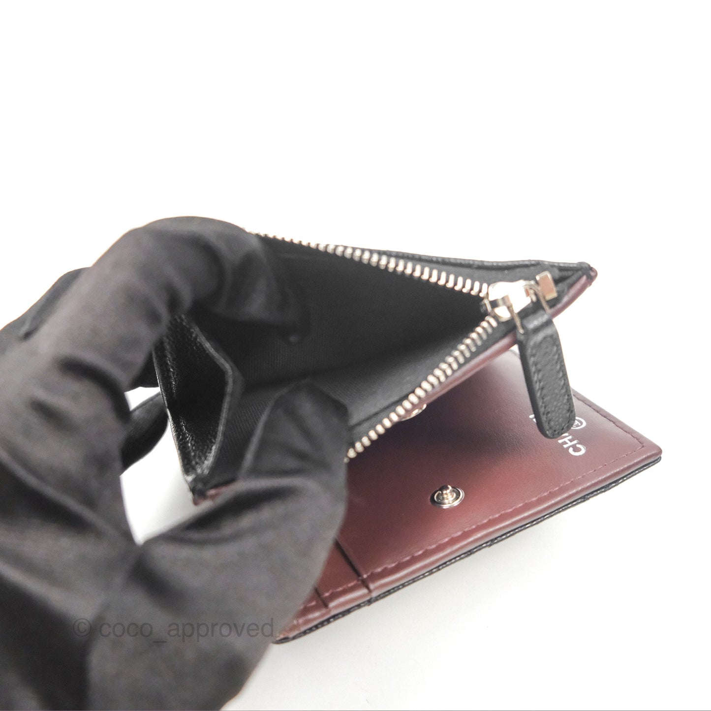 Chanel Compact Wallet Black Caviar Gold Hardware 23A