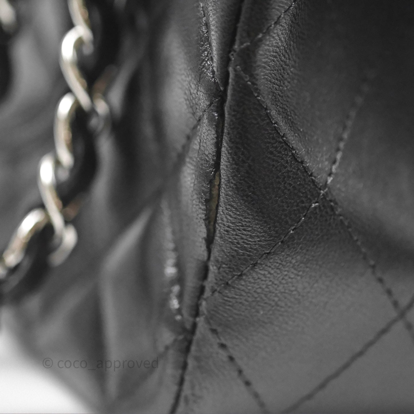 Chanel Classic M/L Medium Flap Quilted Black Lambskin Silver Hardware