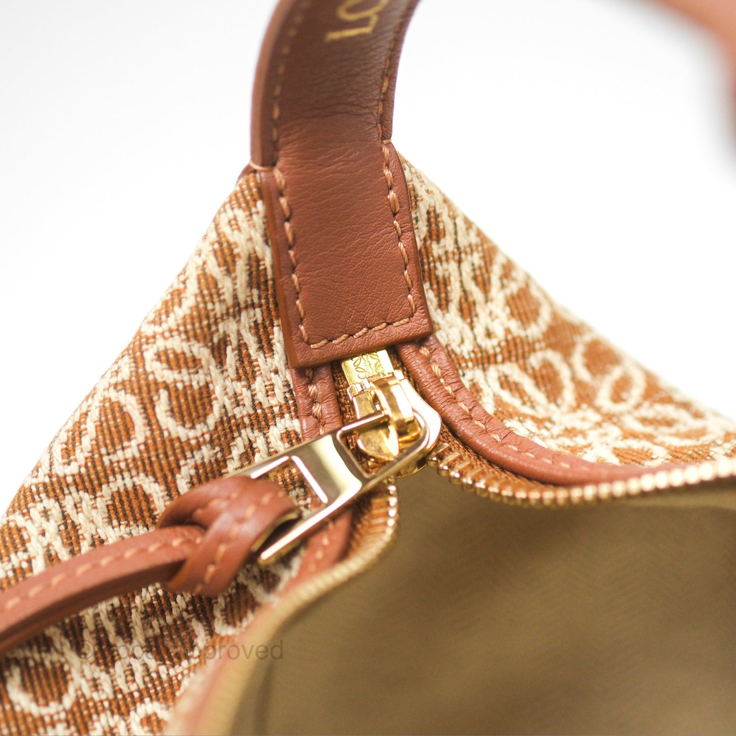 Loewe Small Cubi bag in Anagram Jacquard & Calfskin Tan Pecan