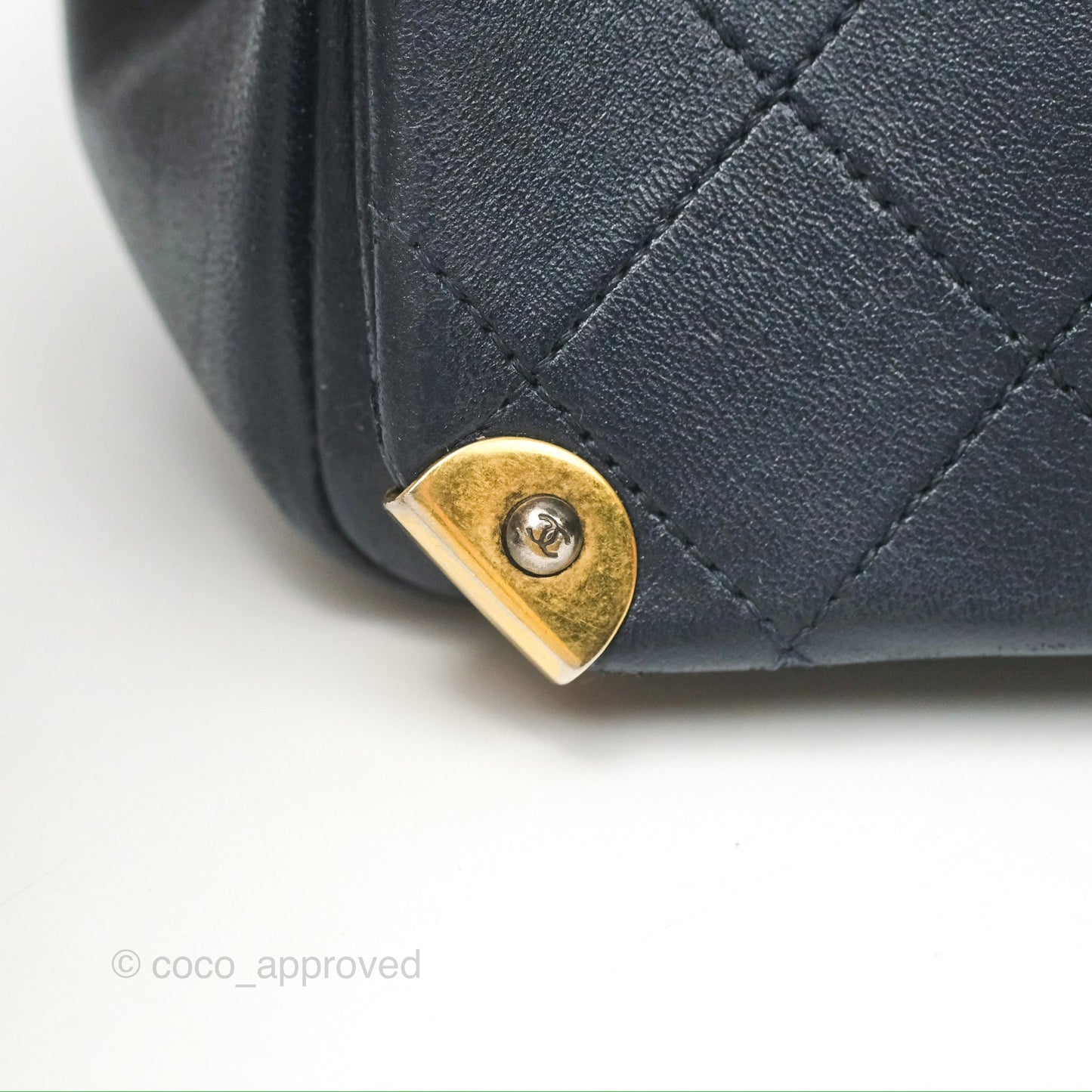 Chanel Medium Around The Corner Shopping Tote Navy Lambskin