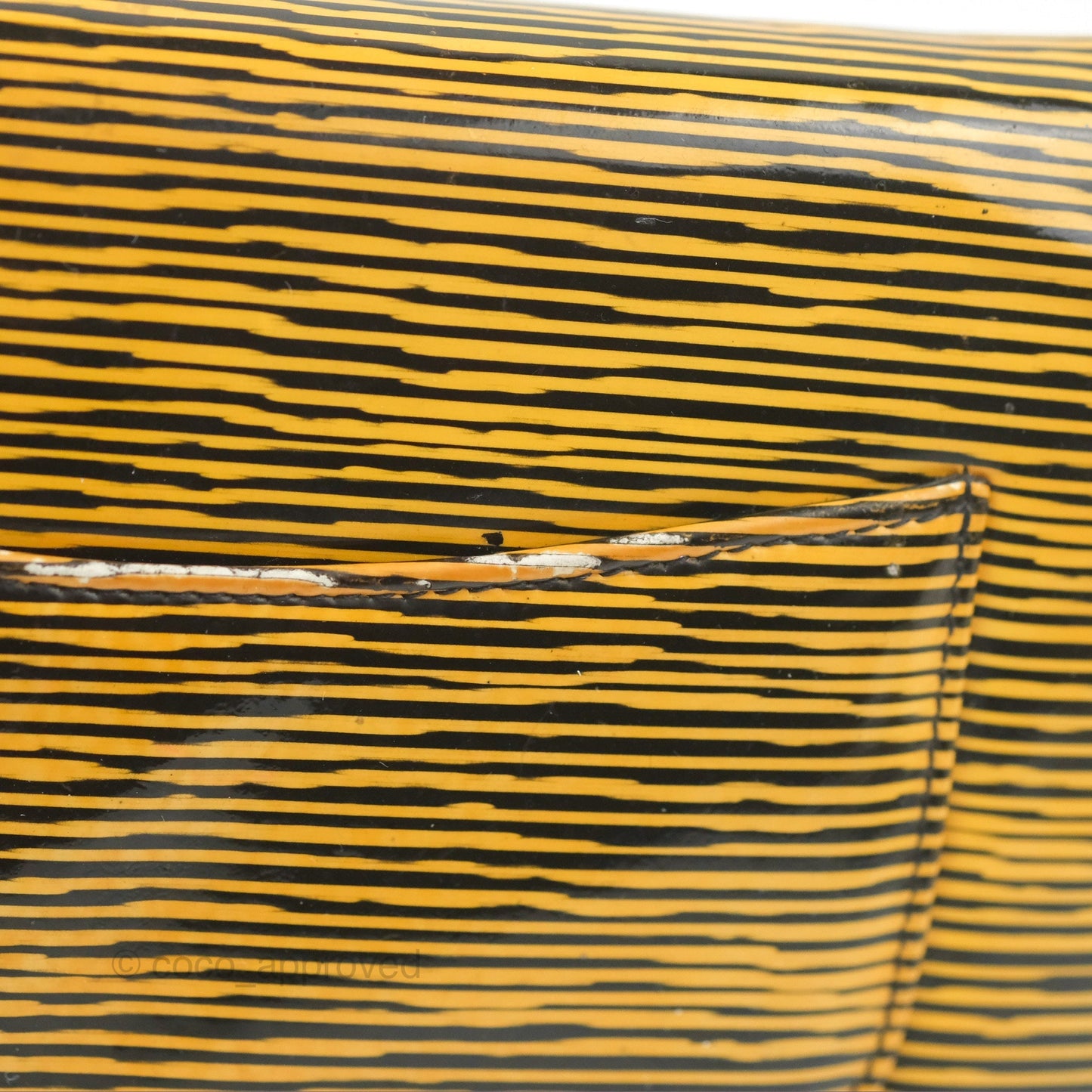 Chanel Wallet on Chain Yellow Black Striped Patent Silver Hardware