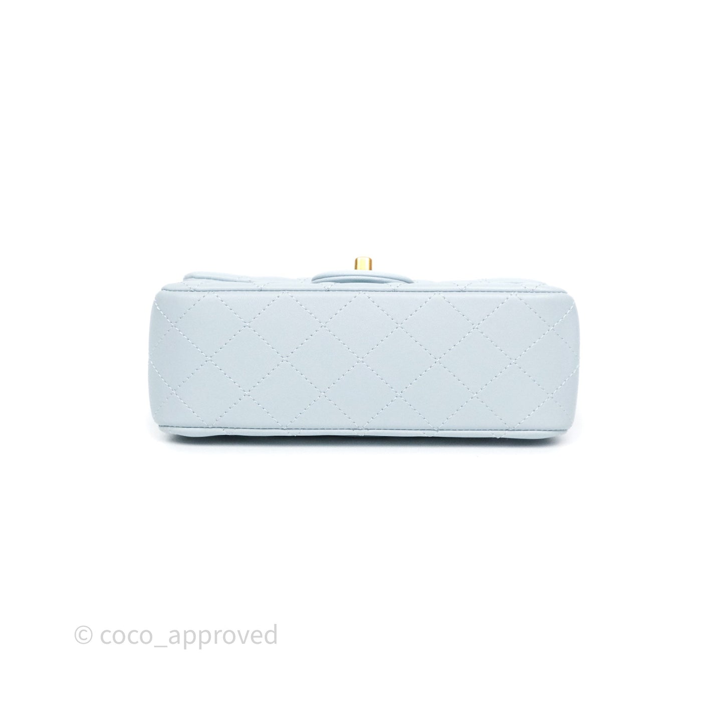 Chanel Pearl Crush Mini Rectangular Light Blue Lambskin Aged Gold Hardware