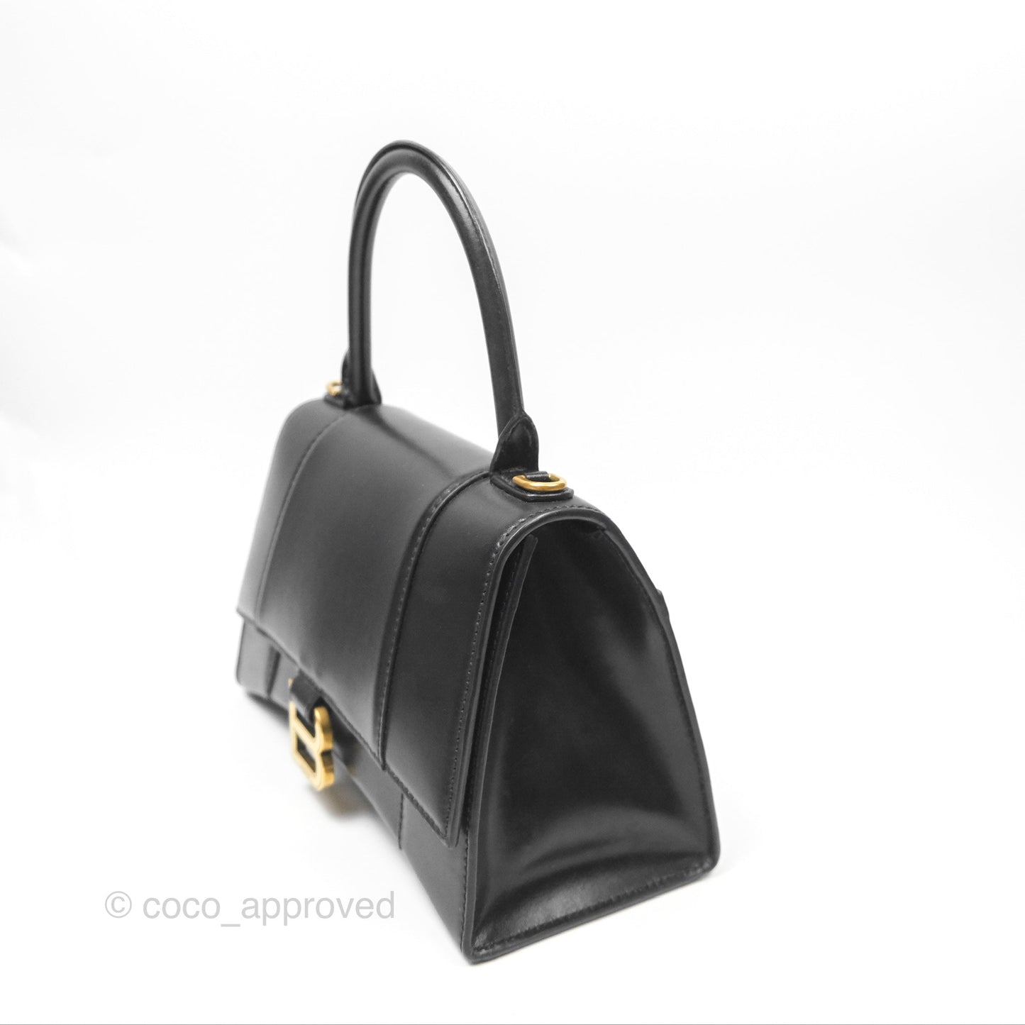Balenciaga Small Hourglass Top Handle Bag Black Box Calfskin