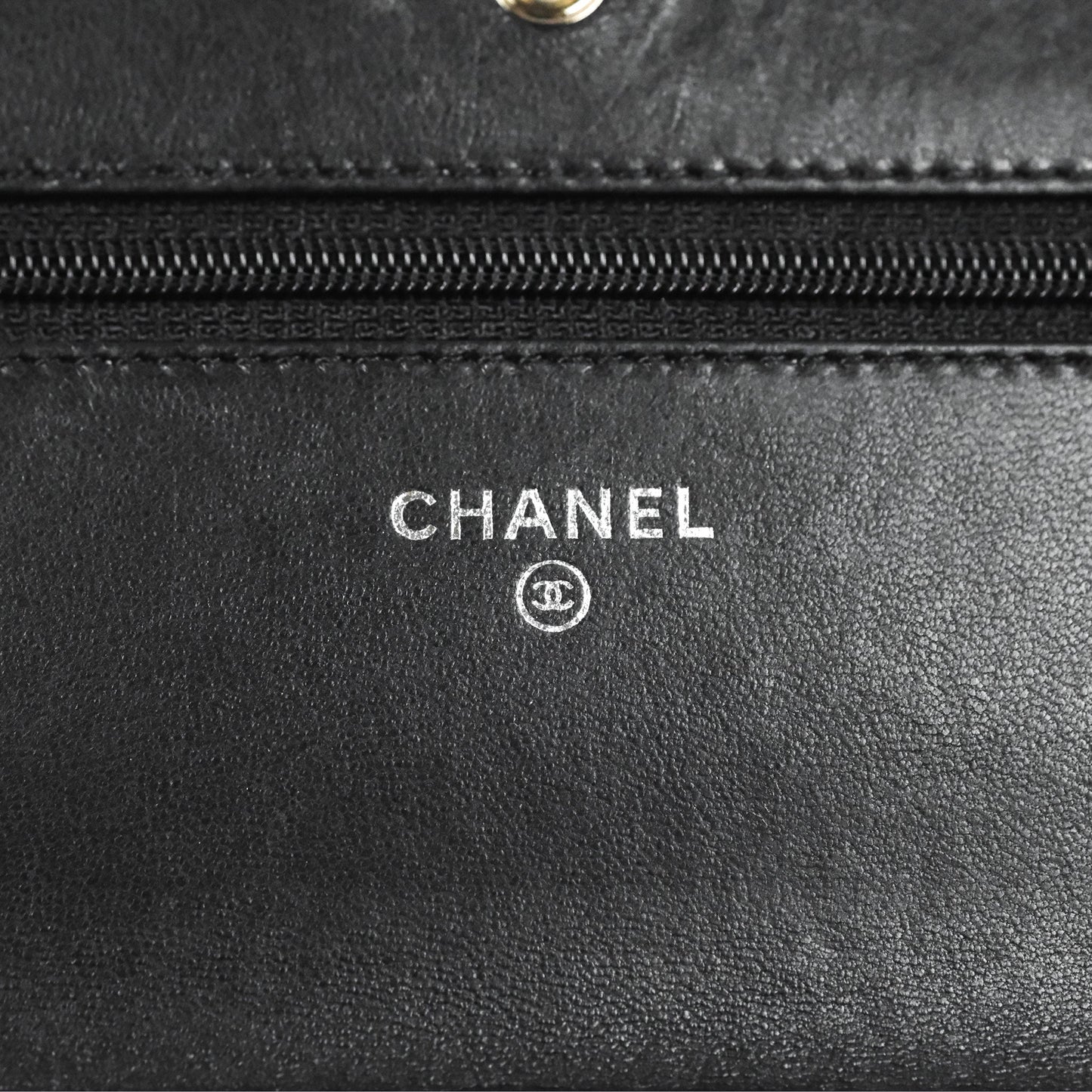 Chanel Quilted Classic Wallet On Chain WOC Black Lambskin Silver Hardware