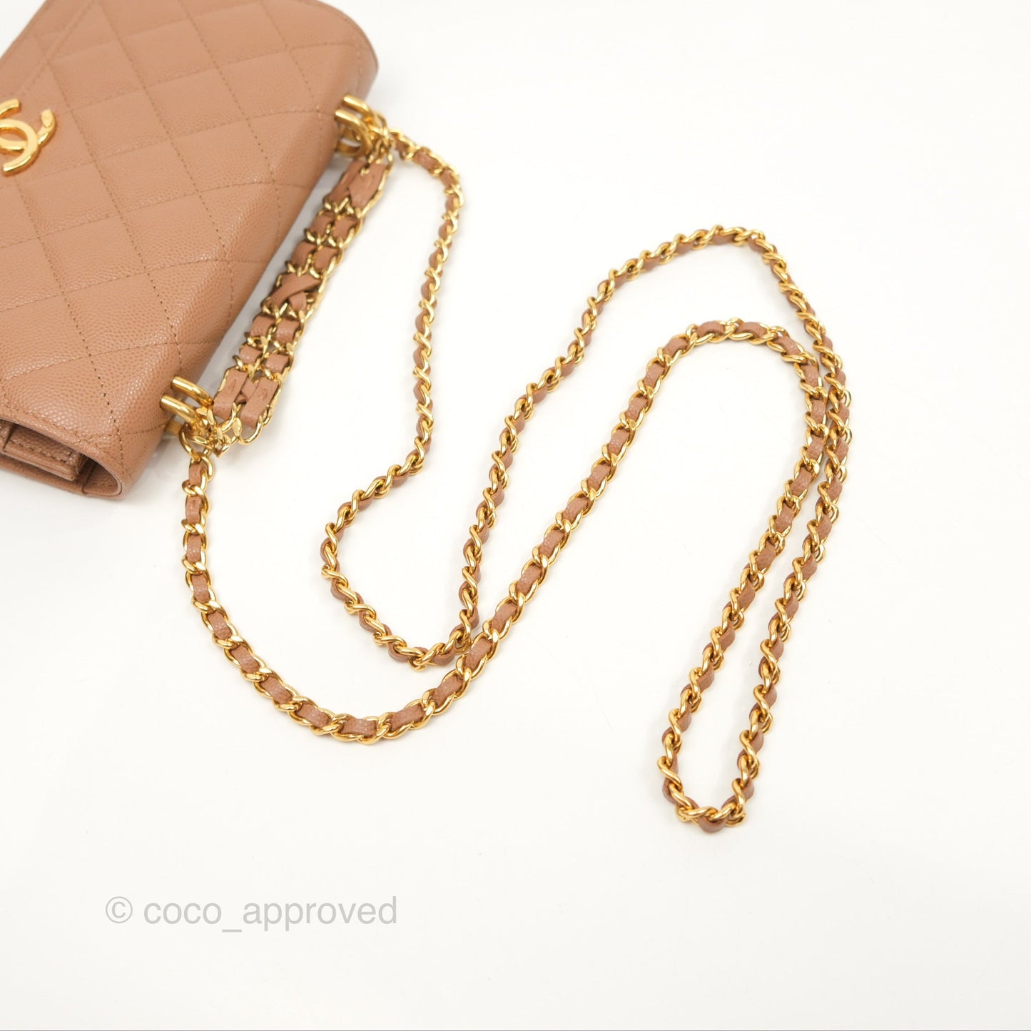 Chanel Coco First Wallet On Chain WOC Dark Beige Caviar Gold Hardware 22K