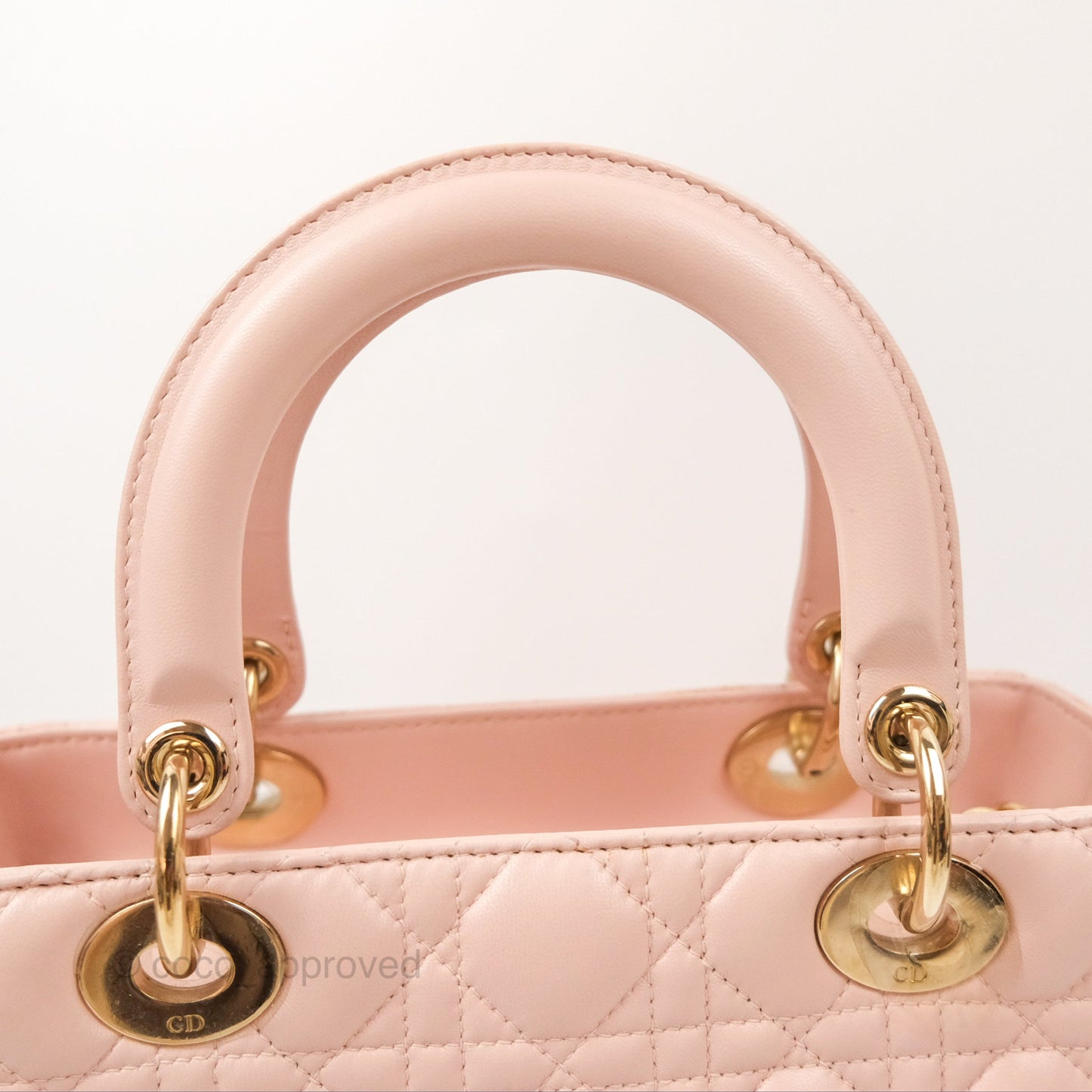Christian Dior Medium Lady Dior Cannage Light Pink Lambskin Gold Hardware