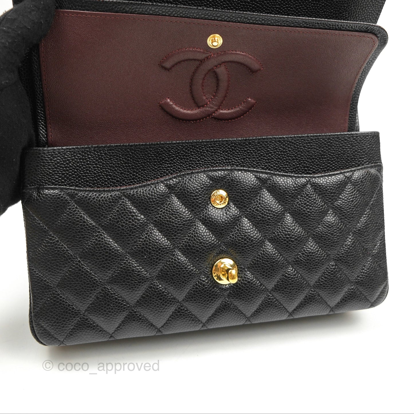 Chanel Classic M/L Medium Flap Quilted Black Caviar Gold Hardware