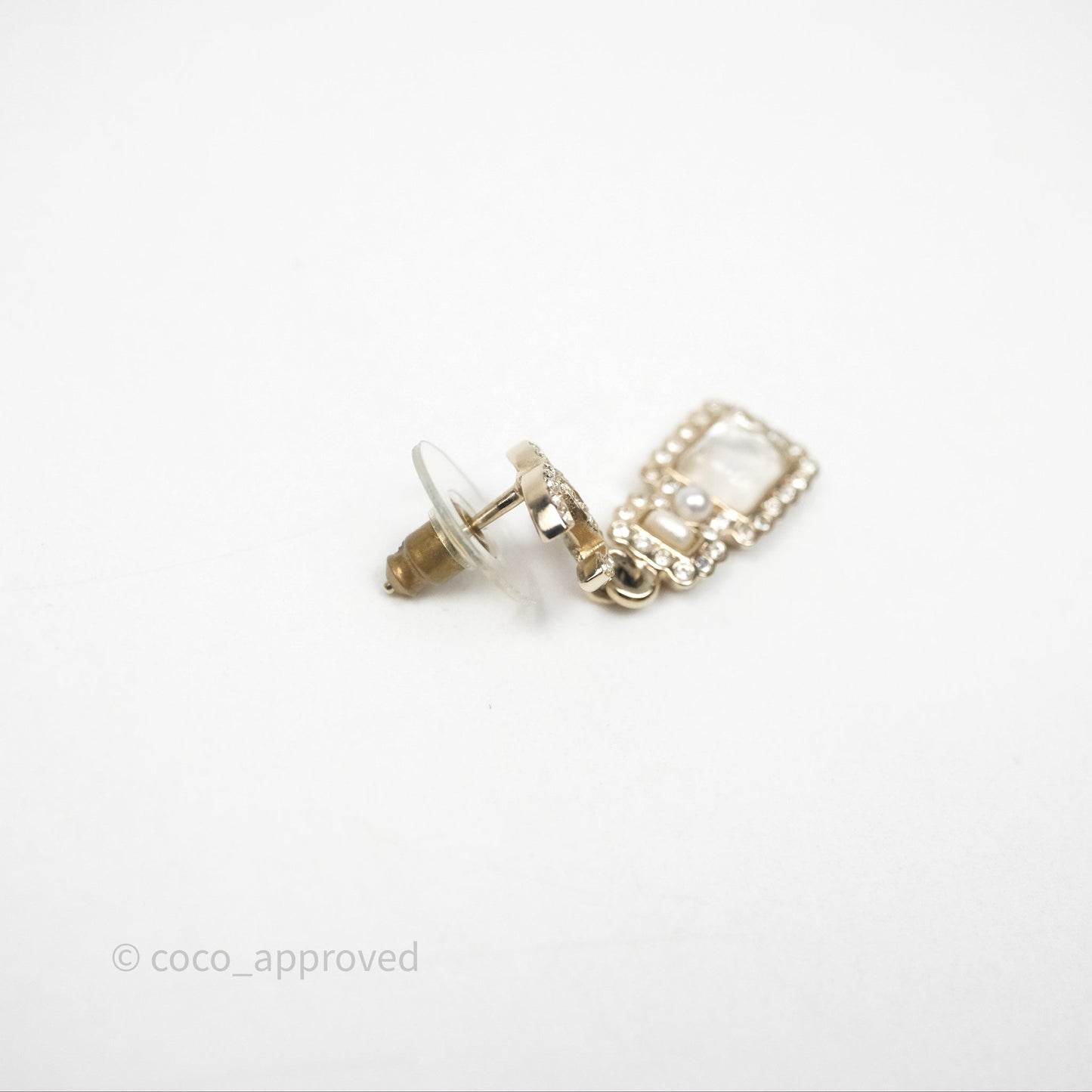 Chanel CC Crystal Perfume Bottle Earrings Gold Tone 21K