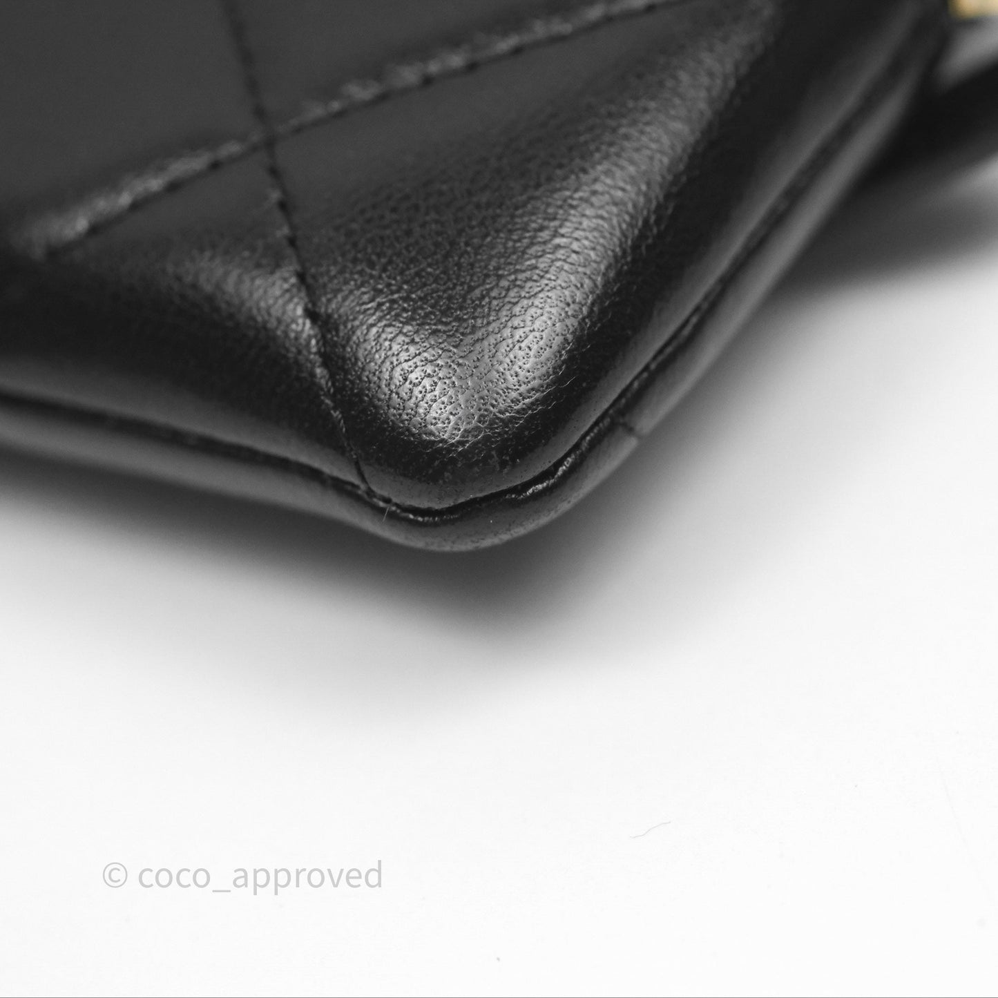 Chanel 19 Black Zipped Coin Purse Lambskin Gold Hardware
