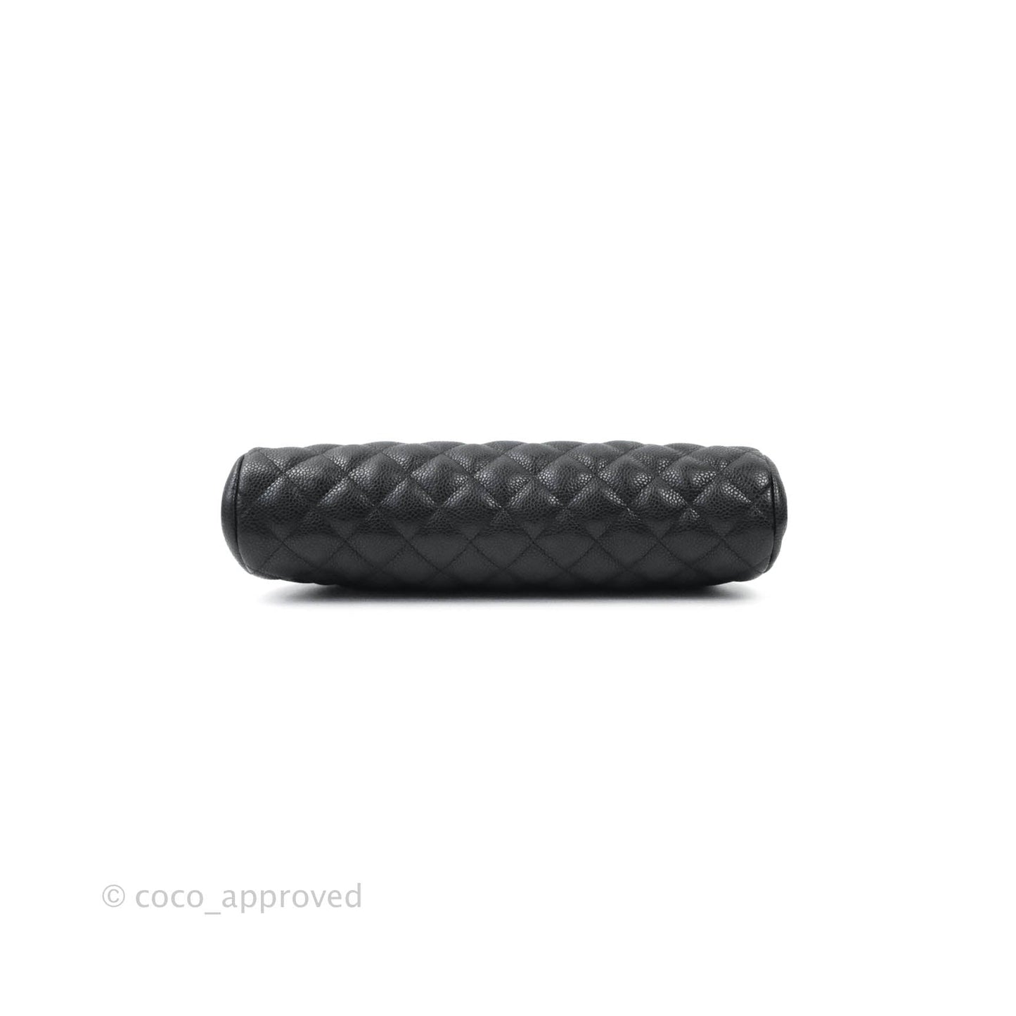Chanel Quilted Timeless Kisslock Clutch Black Caviar Silver Hardware