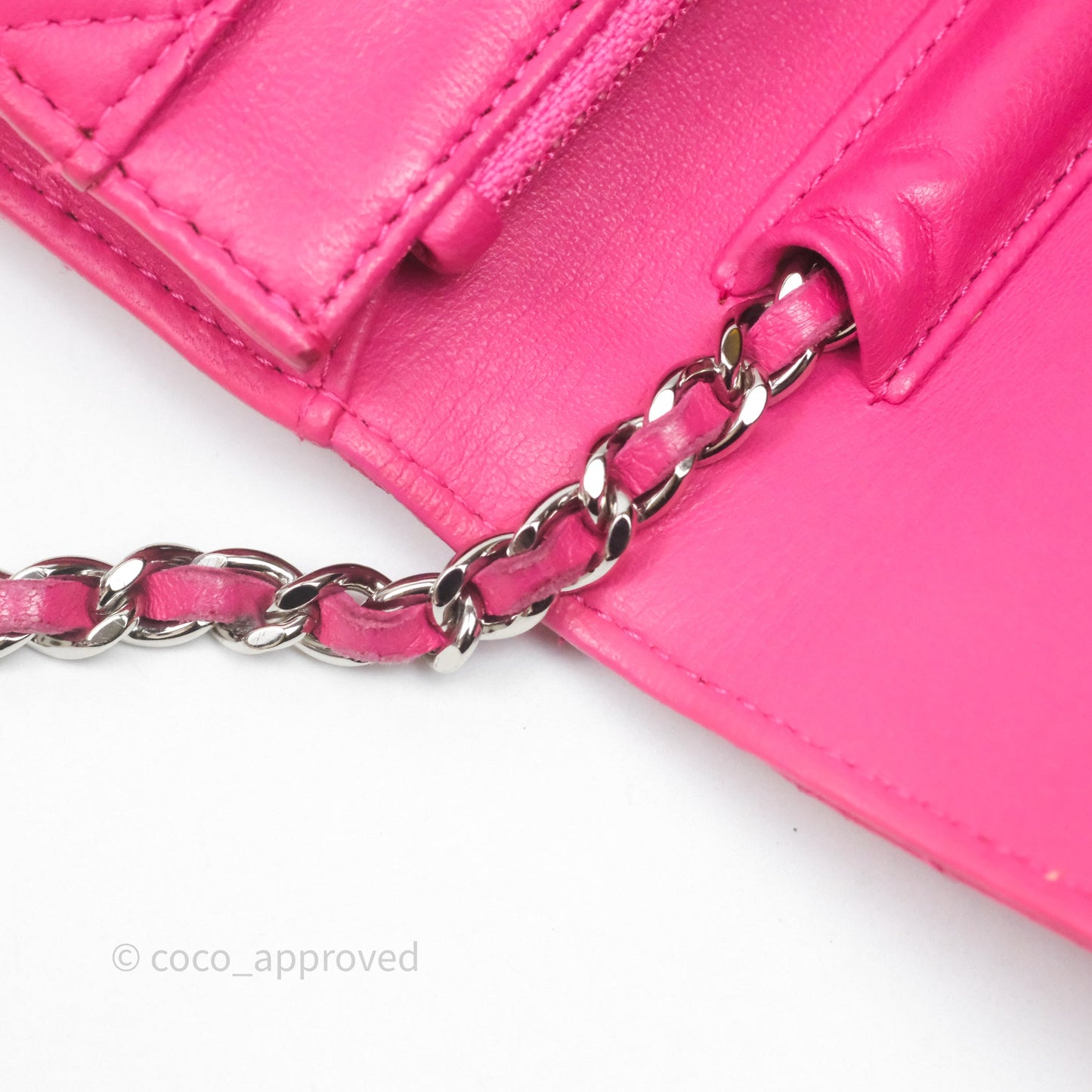 Chanel Quilted Wallet on Chain WOC Pink Lambskin Silver Hardware