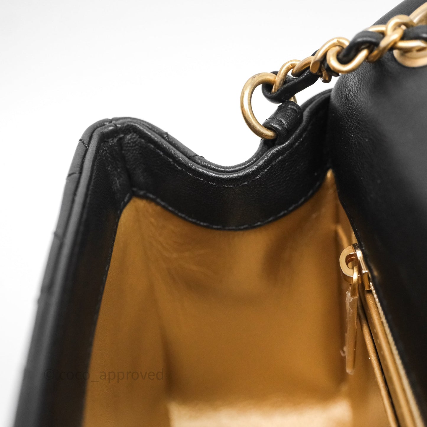 Chanel Pearl Crush Mini Square Quilted Black Lambskin Aged Gold Hardware