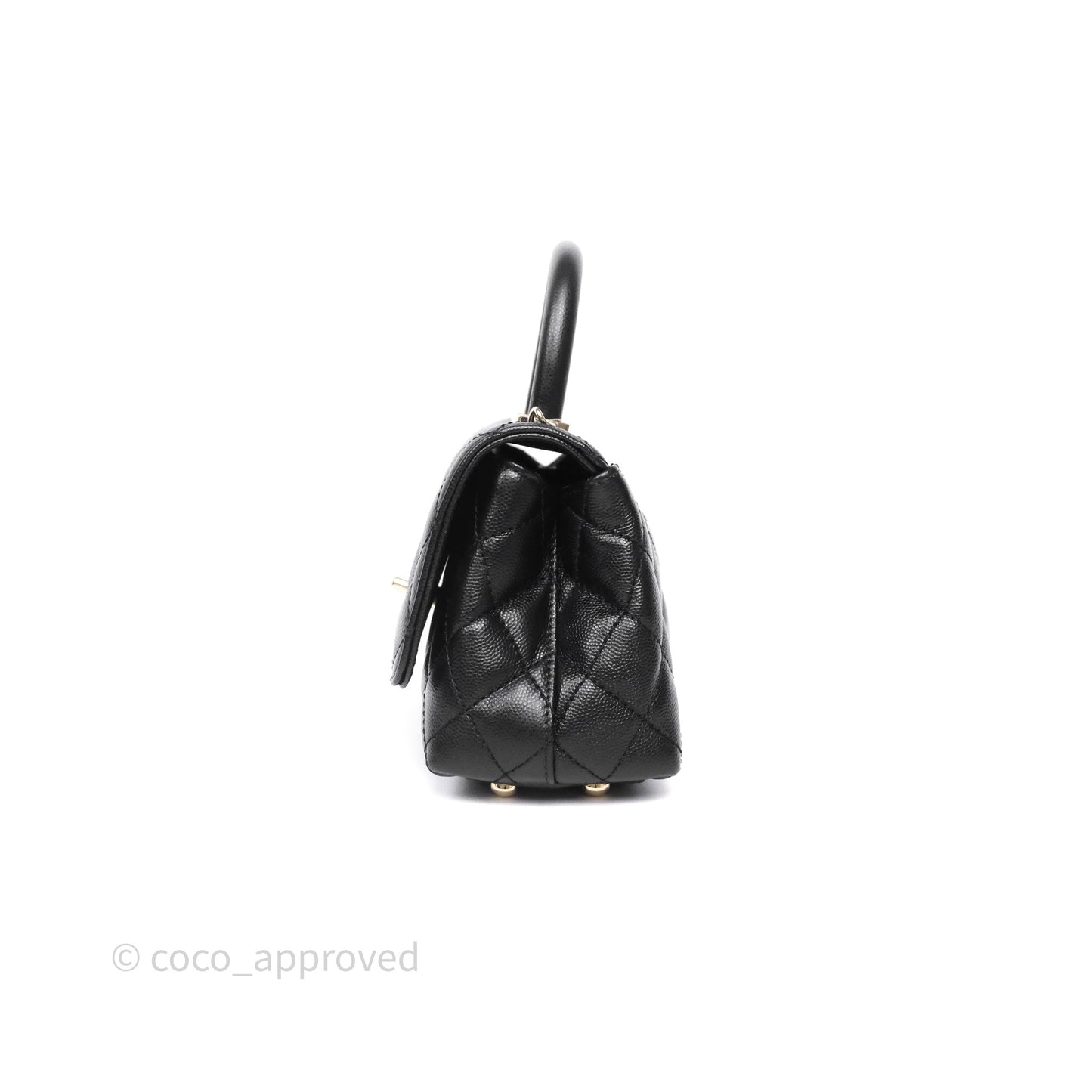 Chanel Mini Coco Handle Quilted Black Caviar Gold Hardware