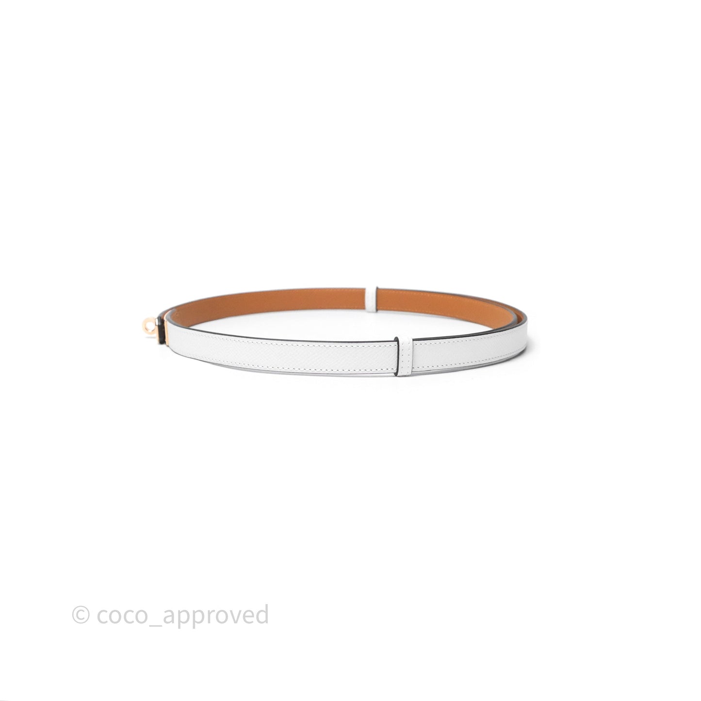 Hermès Kelly 18 Belt 01 Blanc White Epsom Rose Gold Hardware