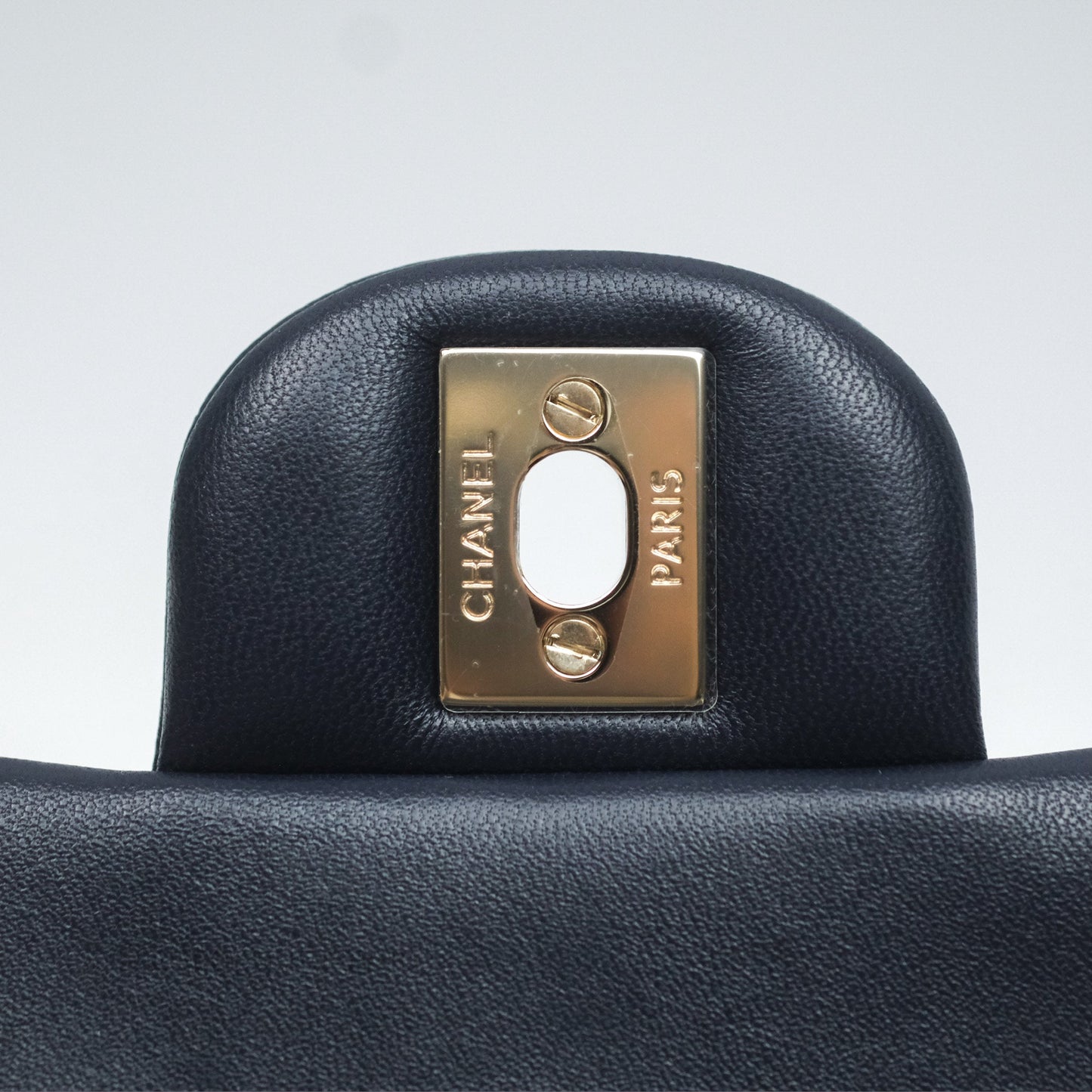 Chanel Top Handle Mini Rectangular Flap Bag Navy Lambskin Gold Hardware