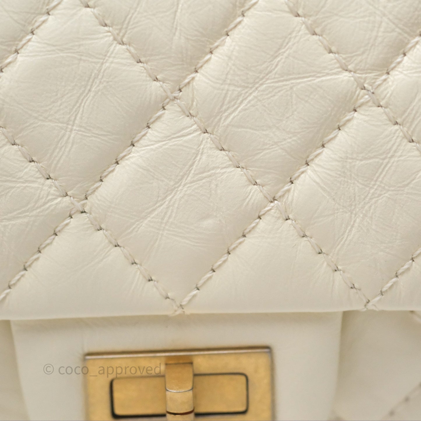Chanel Mini Reissue 224 White Ivory Aged Calfskin Aged Gold Hardware