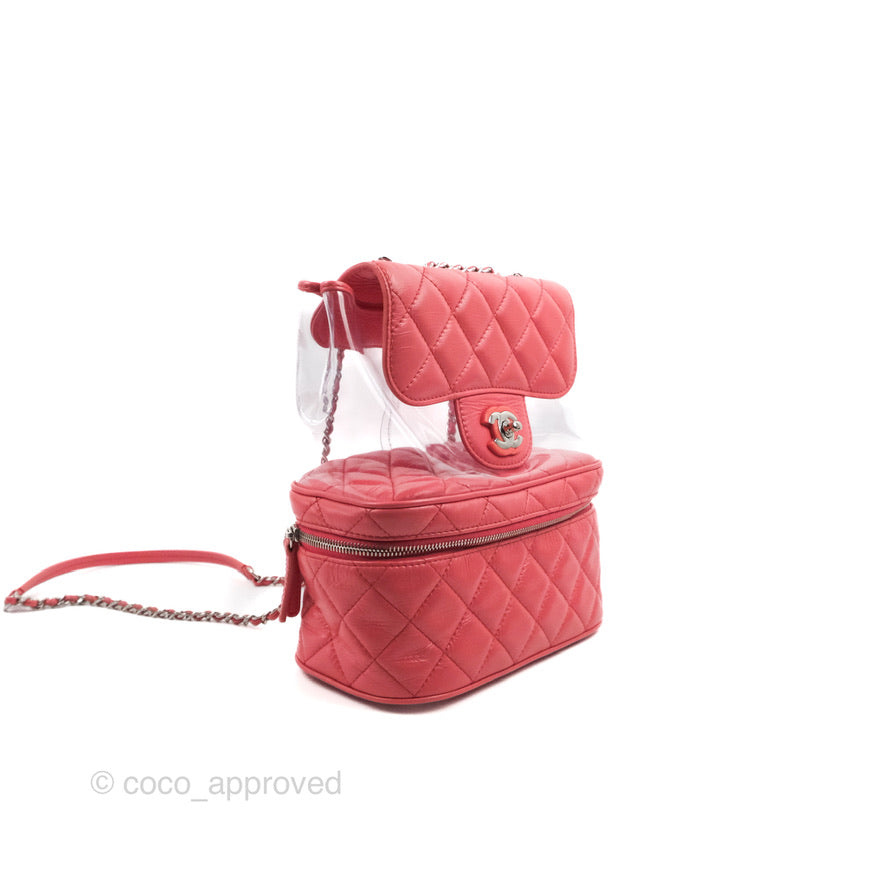 Chanel Aquarium PVC Coral Pink Crumpled Calfskin Silver Hardware