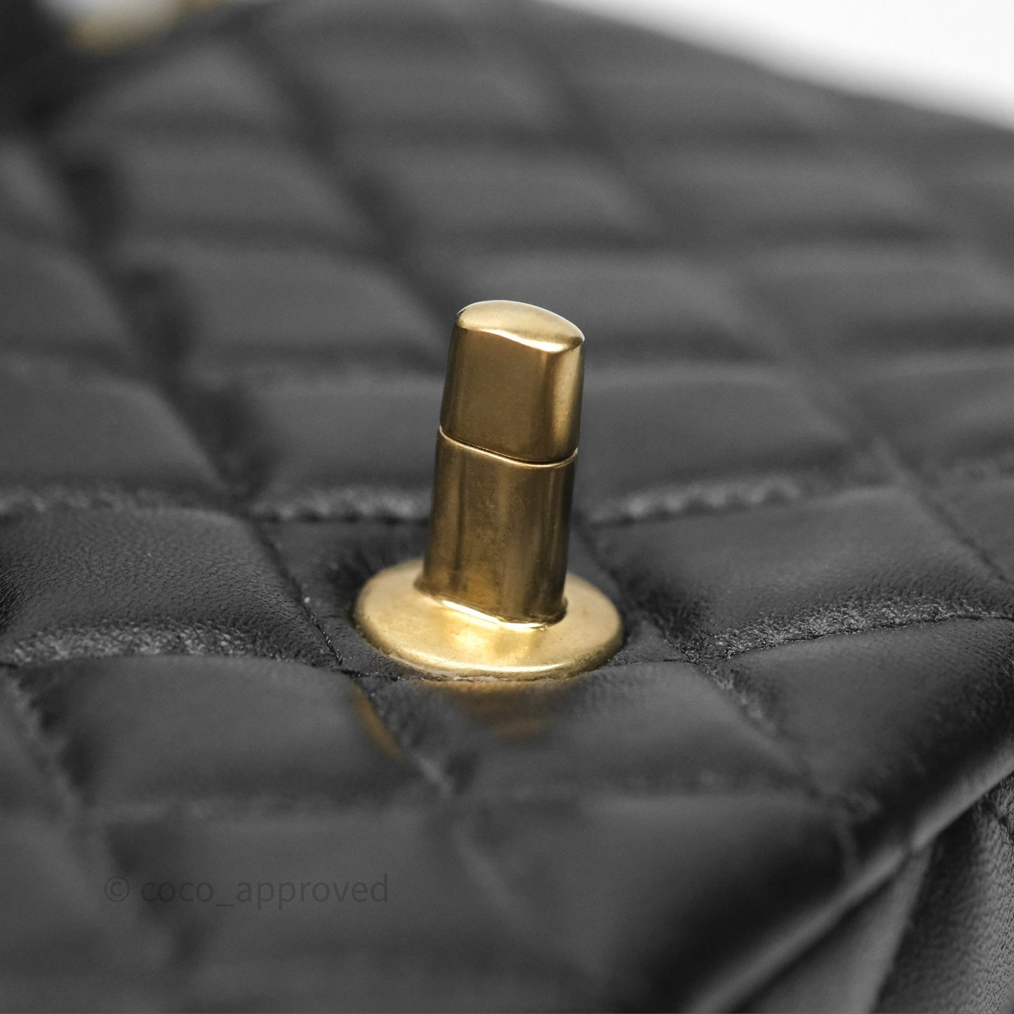 Chanel Logo Top Handle Small Flap Bag Black Lambskin Gold Hardware 24C
