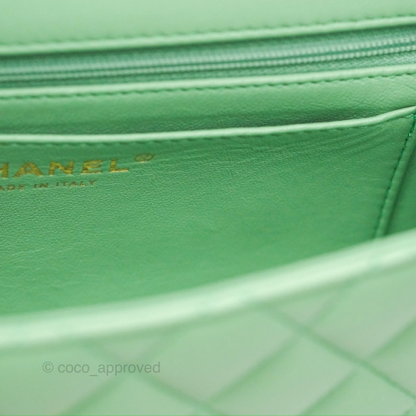 Chanel Top Handle Mini Rectangular Flap Bag Avocado Green Lambskin Gold Hardware