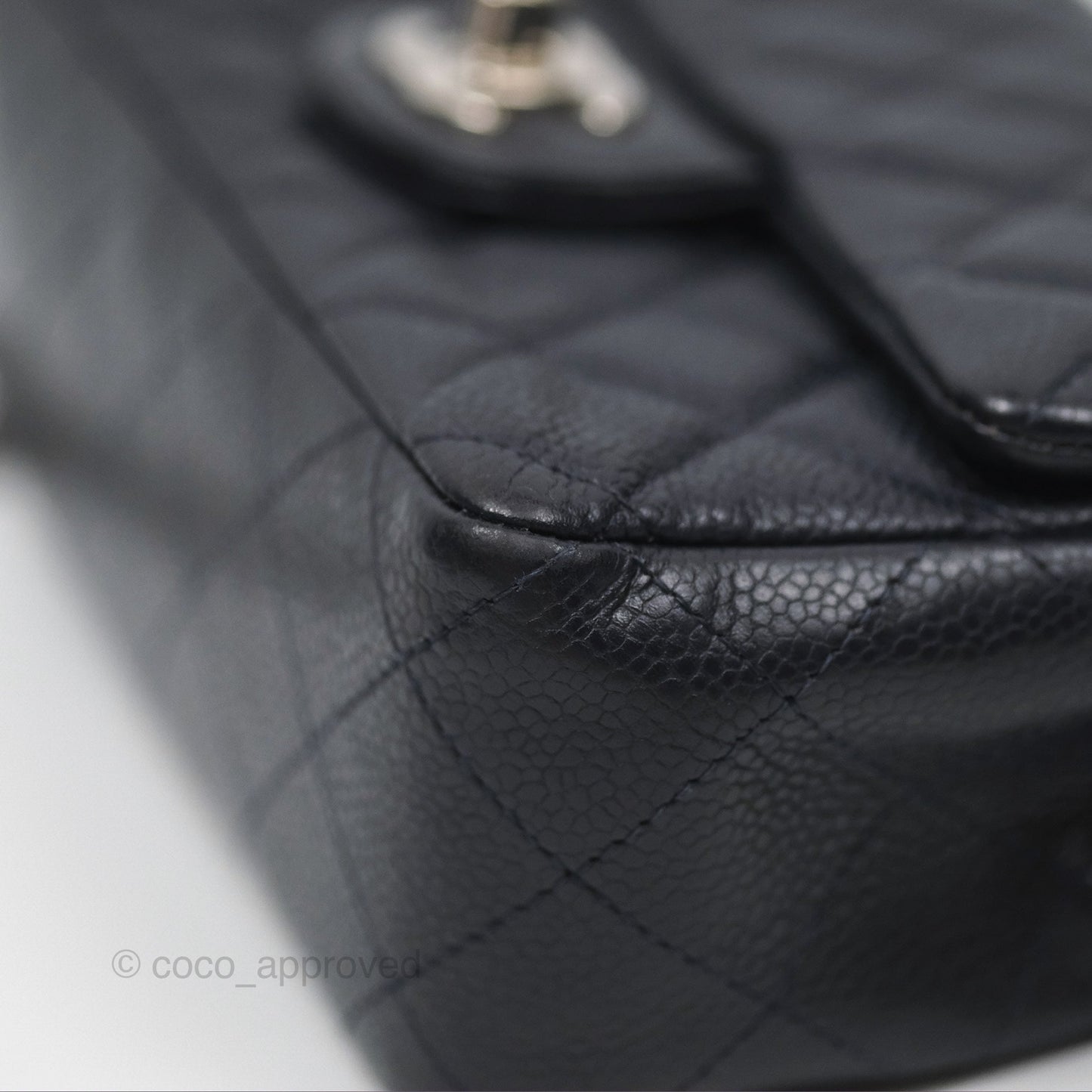 Chanel Mini Rectangular Quilted Dark Navy Caviar Silver Hardware