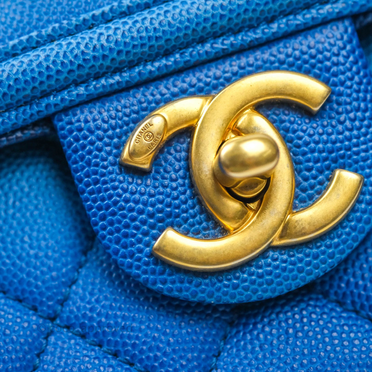 Chanel Quilted Sunset On The Sea Blue Flap Bag Caviar Aged Gold Hardware