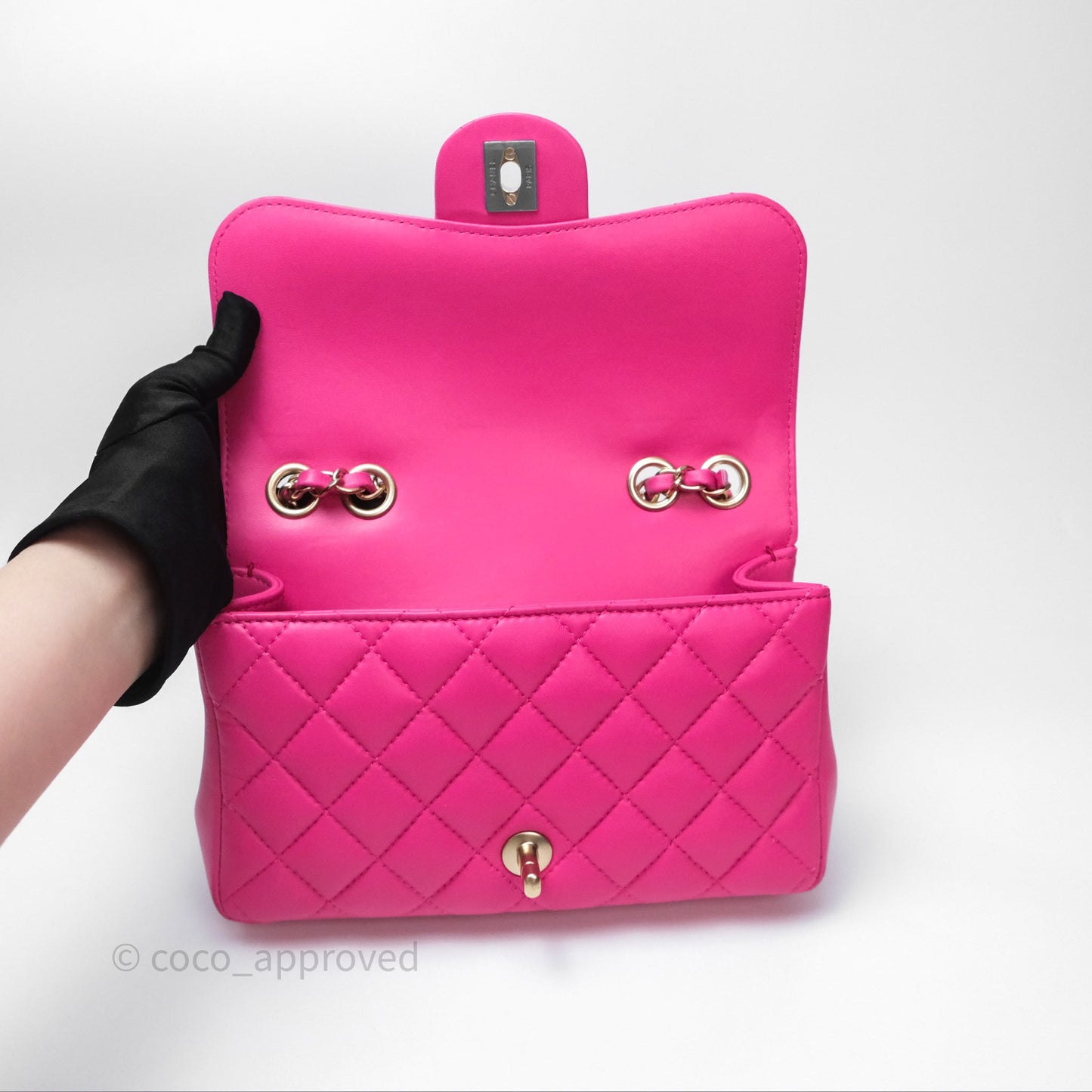 Chanel Quilted Mini Mademoiselle Chic Flap Dark Pink Lambskin Aged Gold Hardware