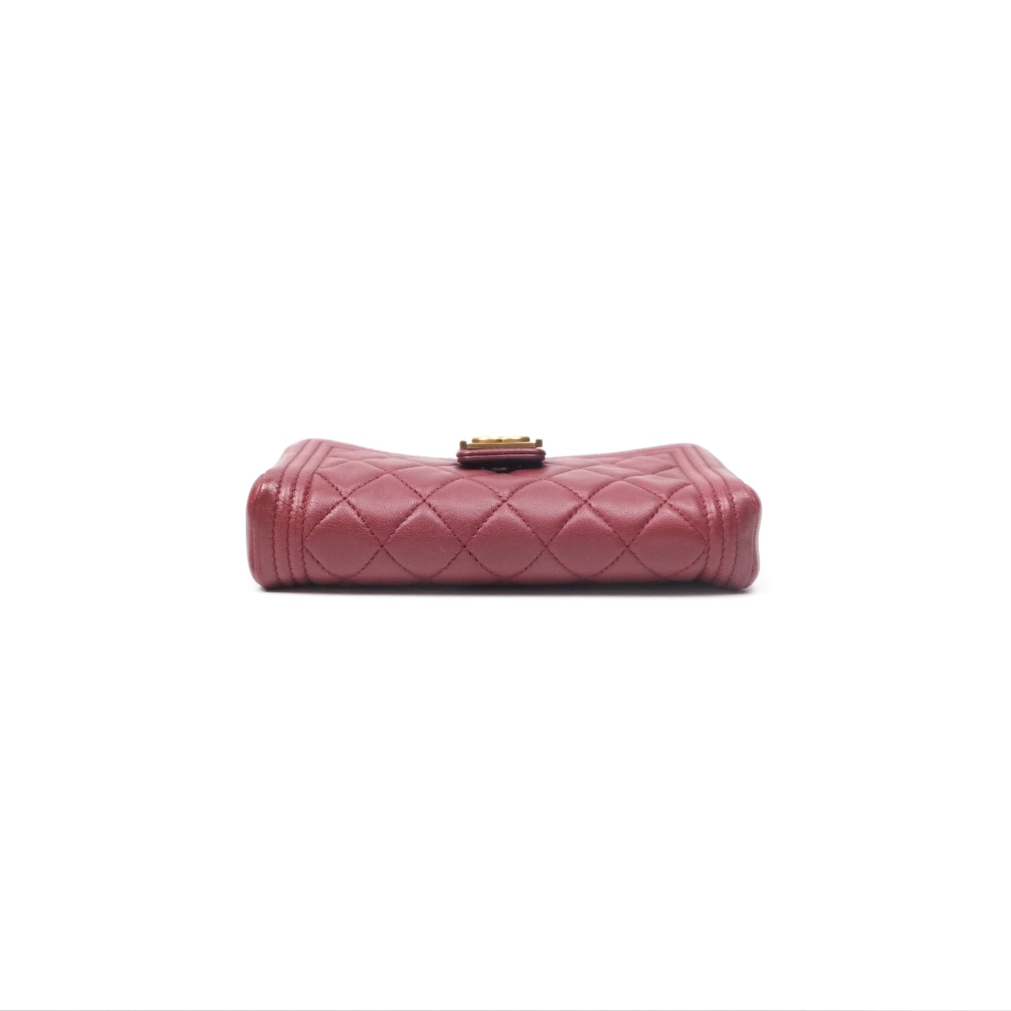 Chanel Quilted Boy Coin Case Dark Red Aged Gold Hardware