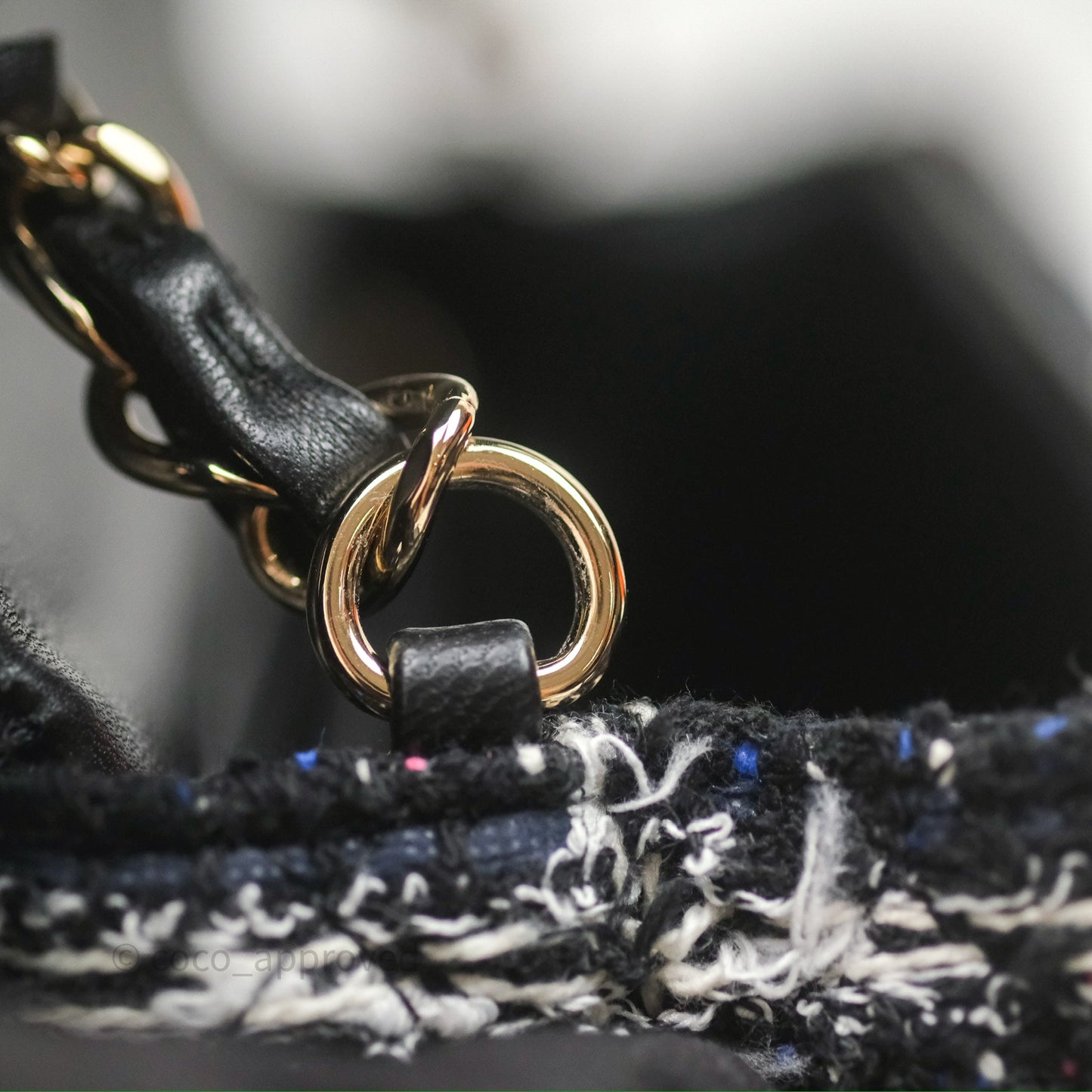 Chanel Mini Rectangular Flap Navy Tweed Gold Hardware