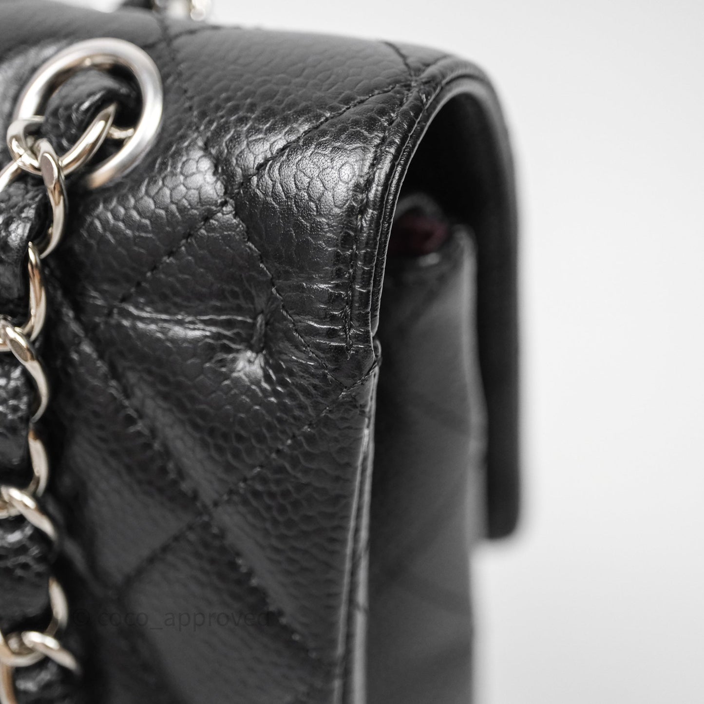 Chanel Classic M/L Medium Flap Quilted Black Caviar Silver Hardware
