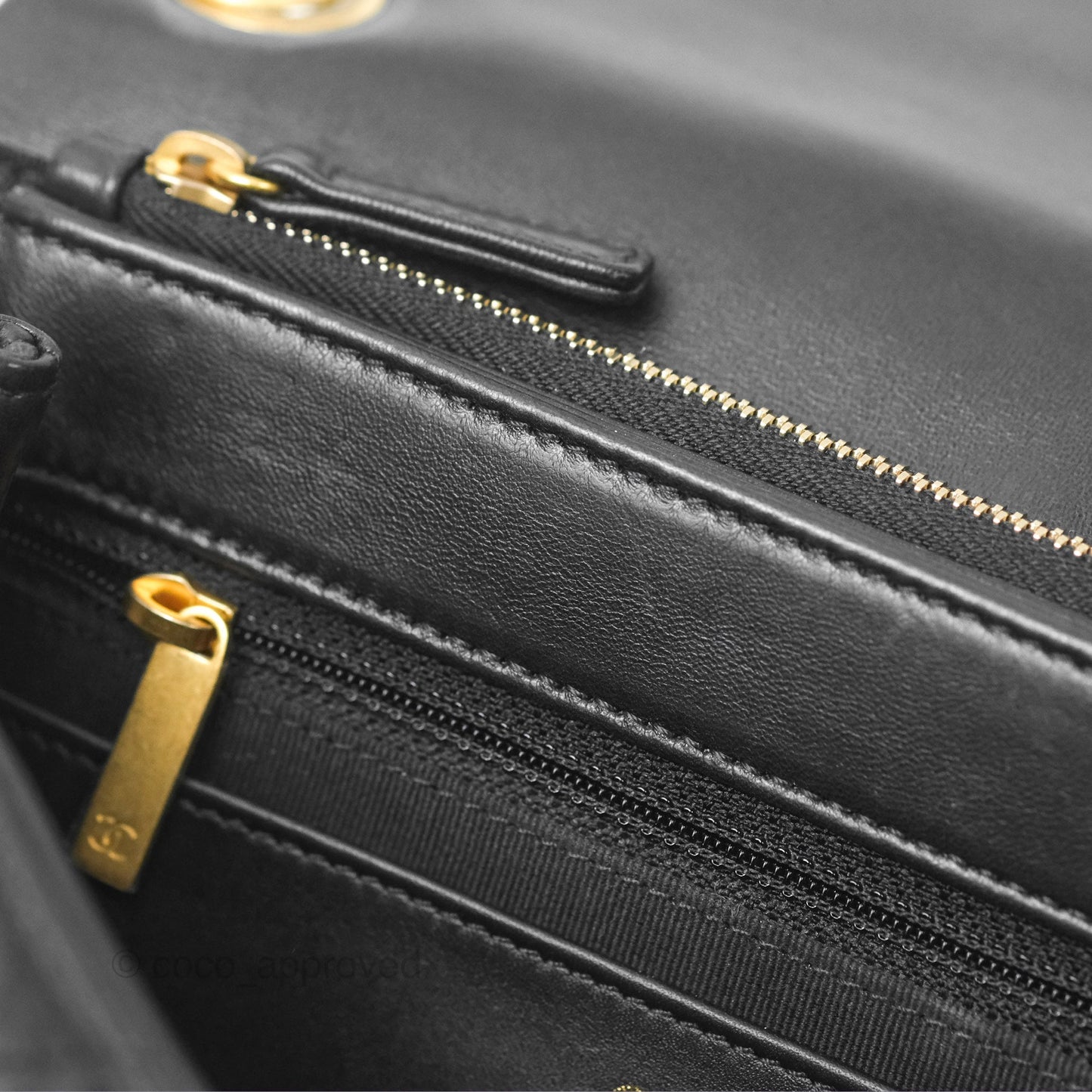 Chanel Flap Bag with Adjustable Strap Black Lambskin Aged Gold Hardware 22K