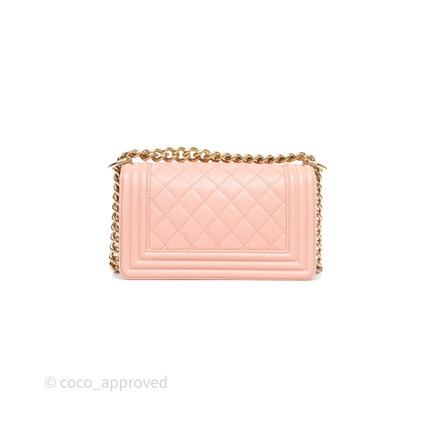 Chanel Small Boy Quilted Pink Caviar Gold Hardware