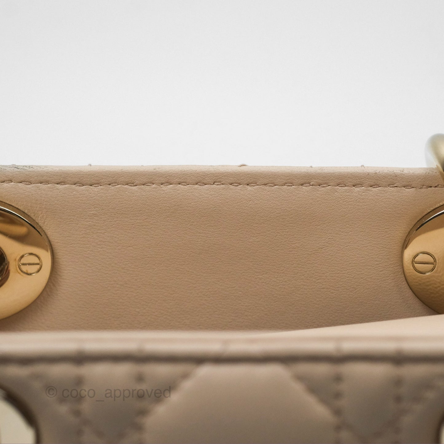 Christian Dior Medium Lady D-Joy Bag Beige Lambskin Cannage Gold Hardware