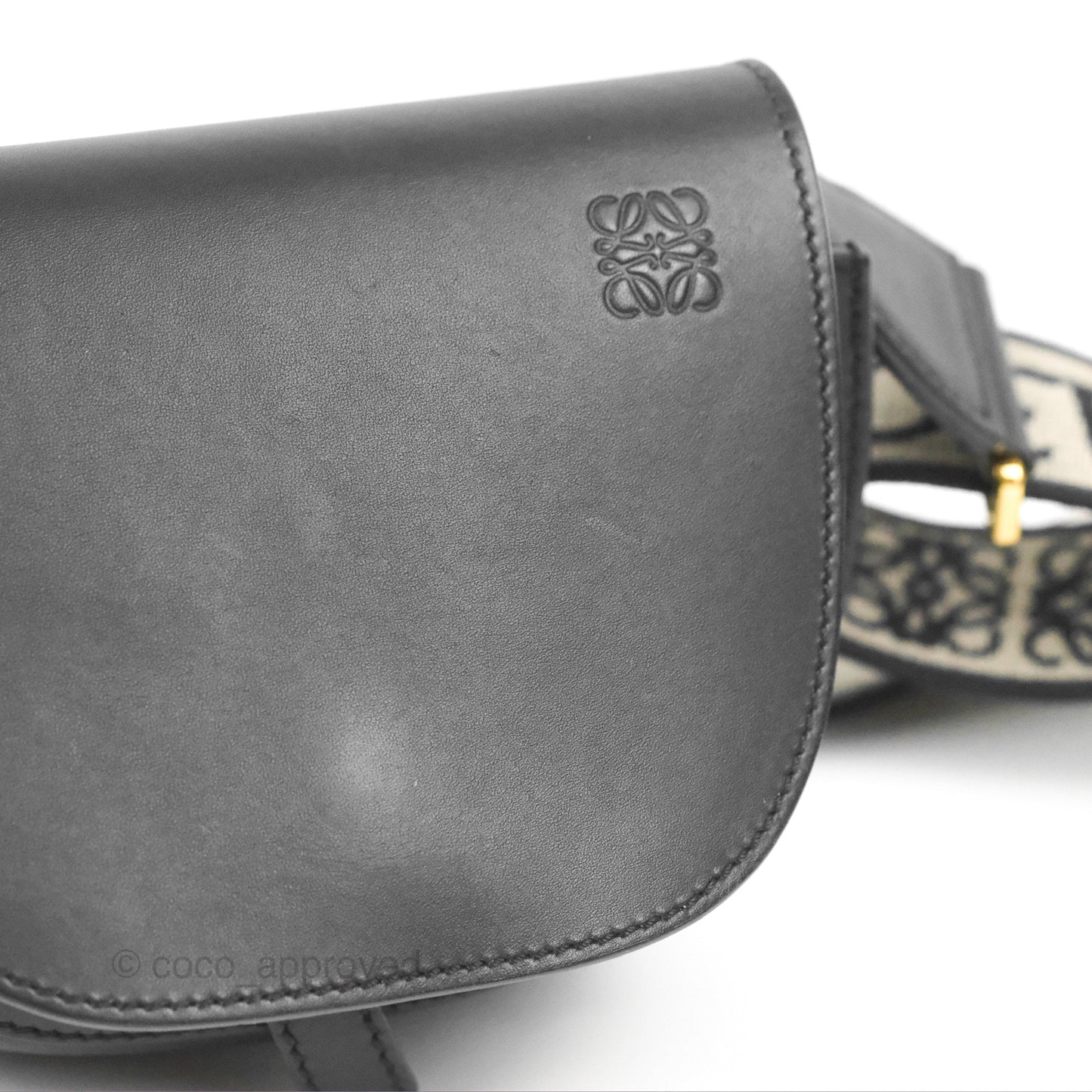 Loewe Mini Gate Dual Bag in Soft Calfskin & Jacquard Strap Black