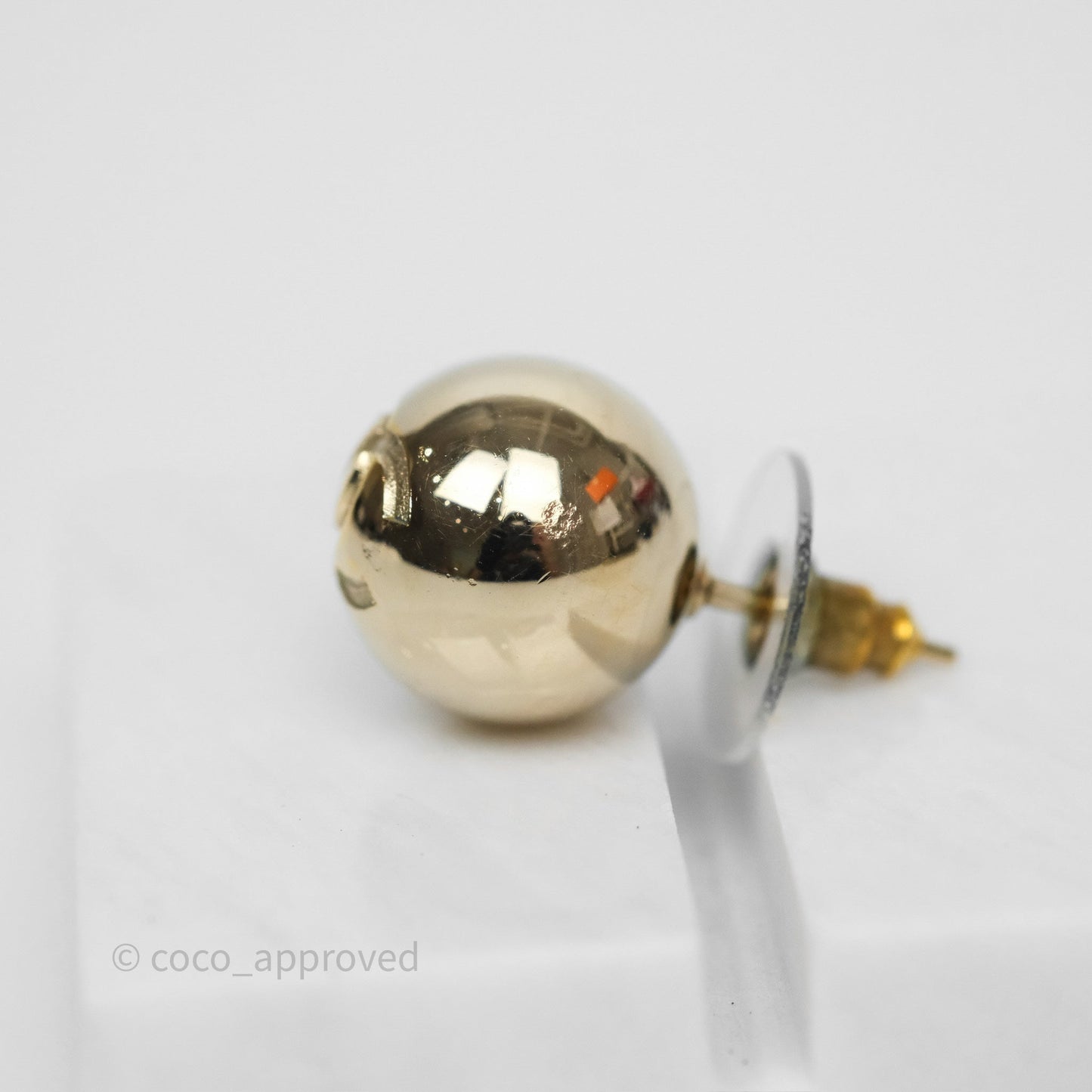 Chanel CC Sphere Earrings Gold Tone 21S