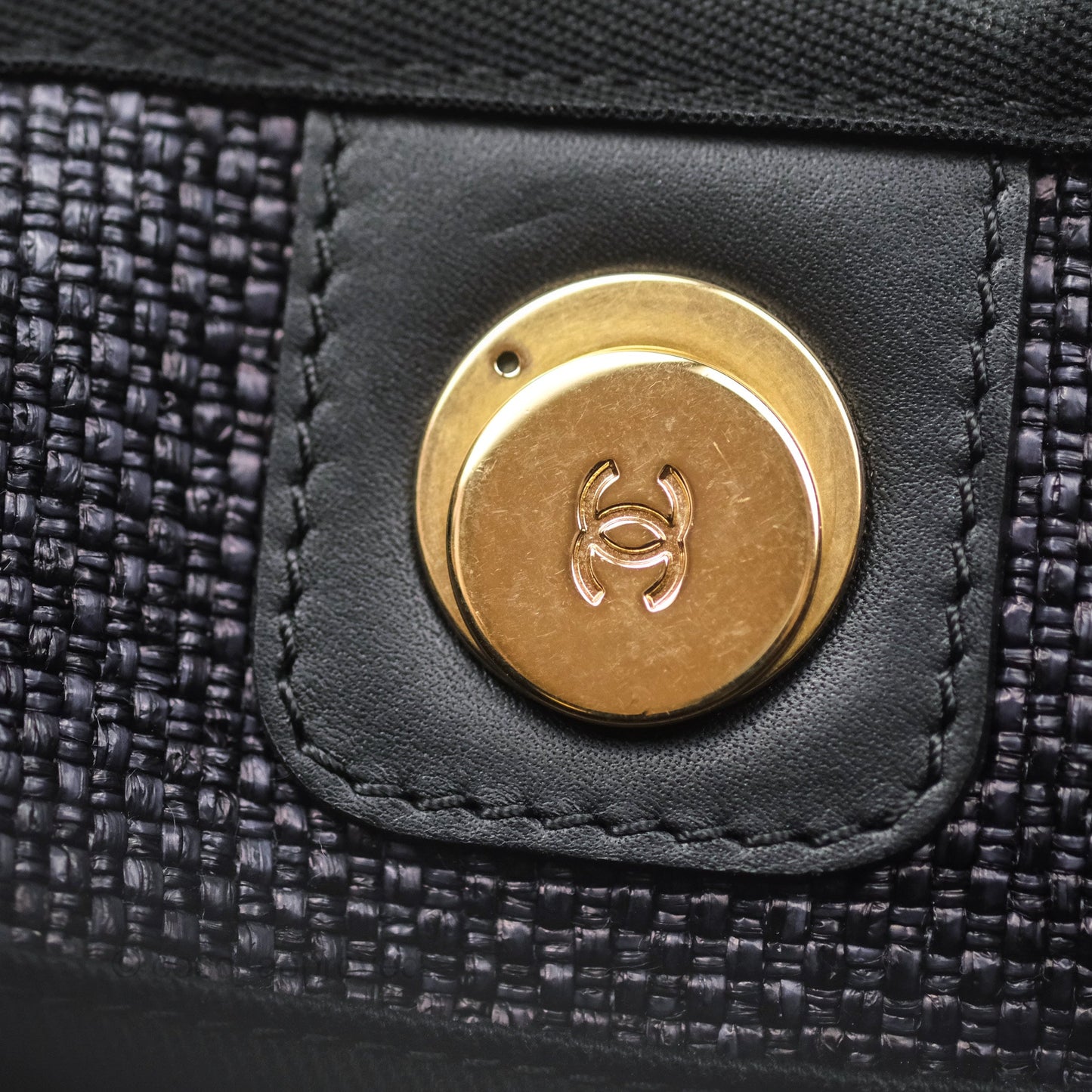 Chanel Medium Deauville Tote Black Canvas Gold Hardware