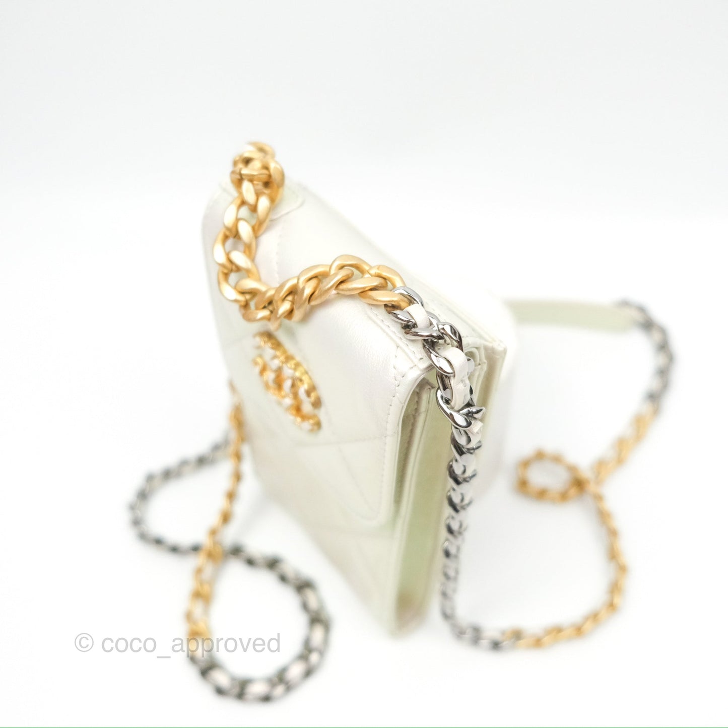 Chanel 19 Phone Holder Iridescent Ivory Mixed Hardware