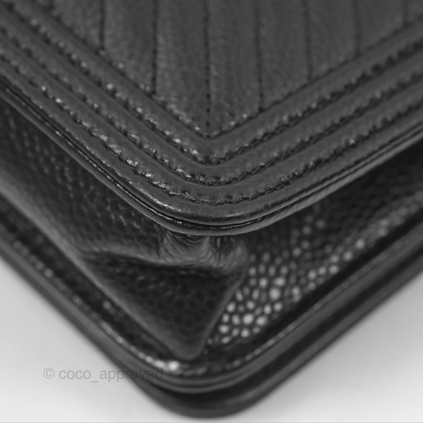 Chanel Chevron Boy Wallet on Chain WOC Black Caviar Silver Hardware