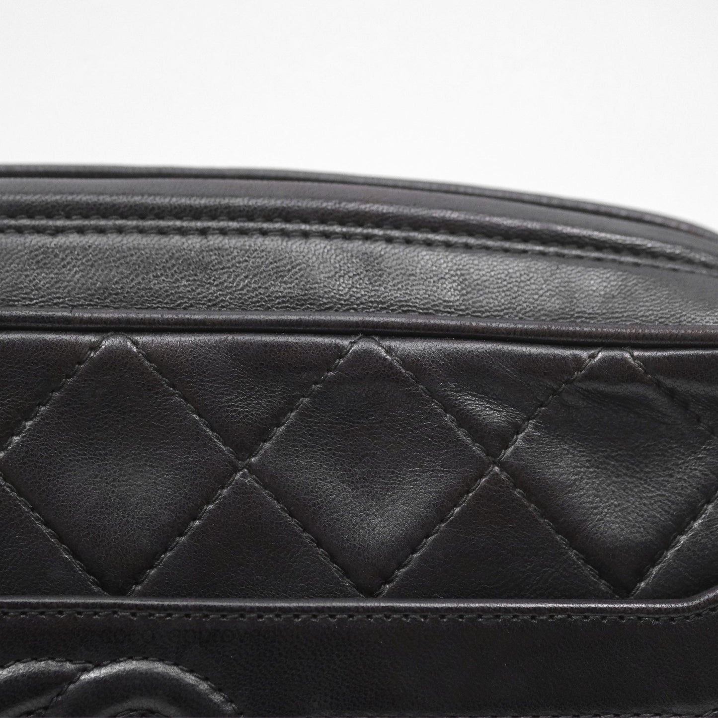Chanel Vintage Small Camera Bag Black Lambskin Gold Hardware