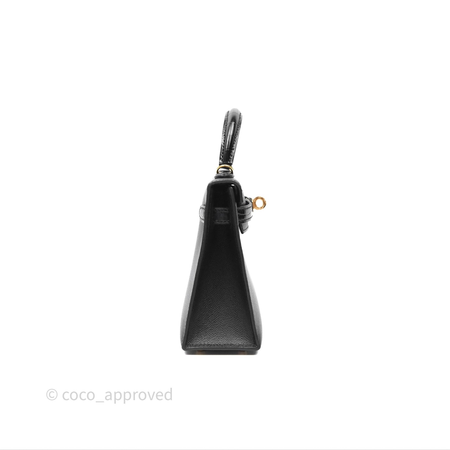 Hermès Mini Kelly II Touch Noir 89 Croc Gold Hardware