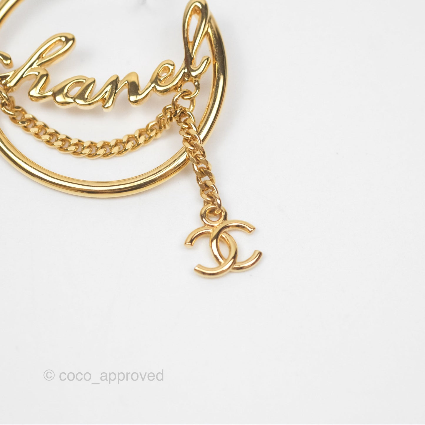 Chanel CC Logo Hoop Earrings Gold Tone 24C